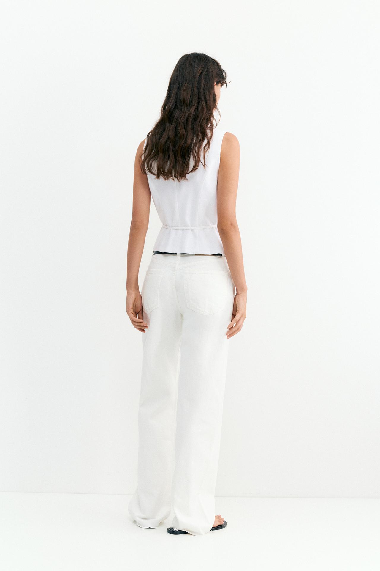 Rustic linen-blend waistcoat — White