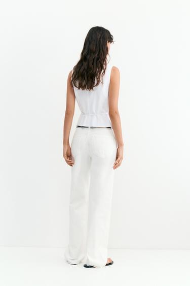 Rustic linen-blend waistcoat — White 3