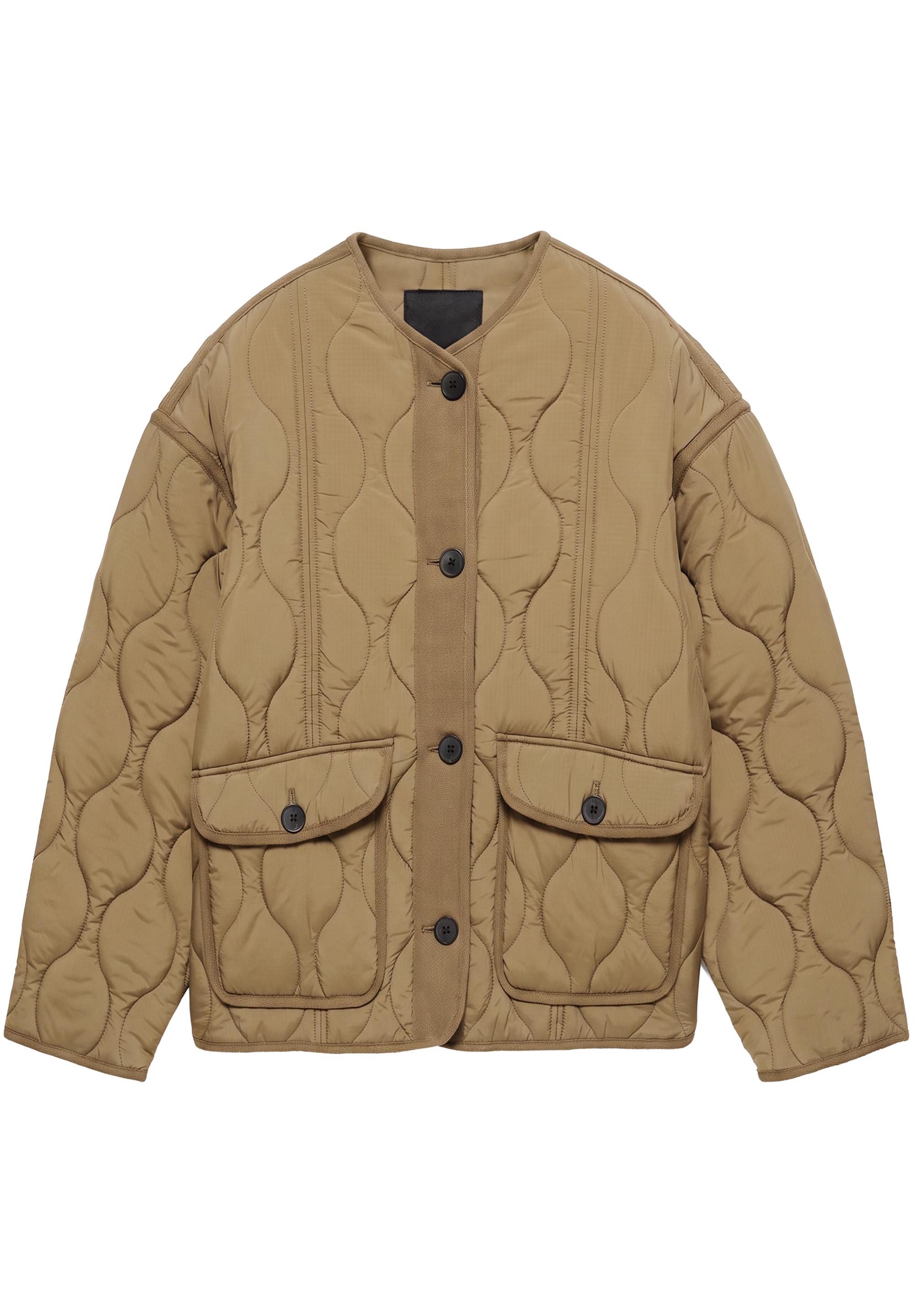 Puffer jacket with pockets — Dark khaki