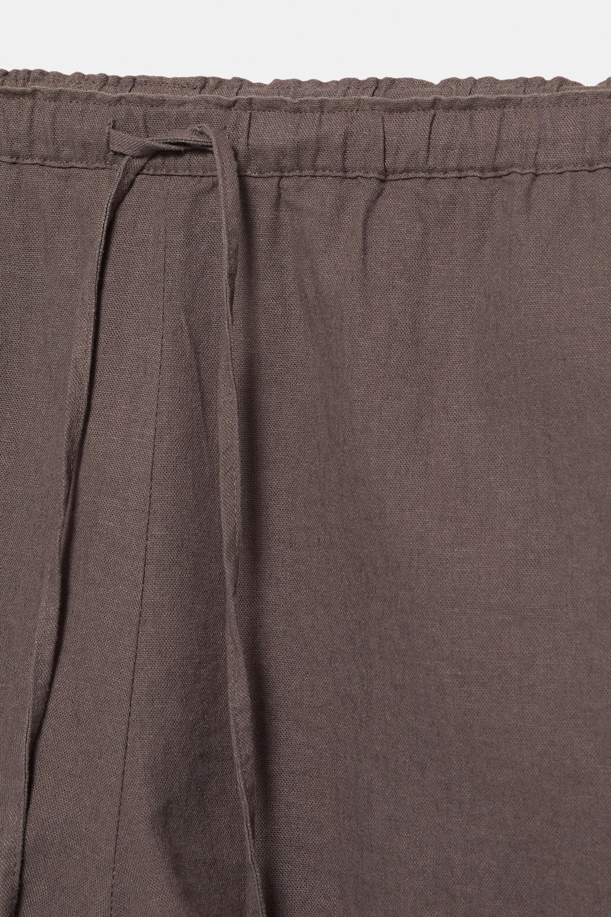 Linen blend shorts — Pale brown