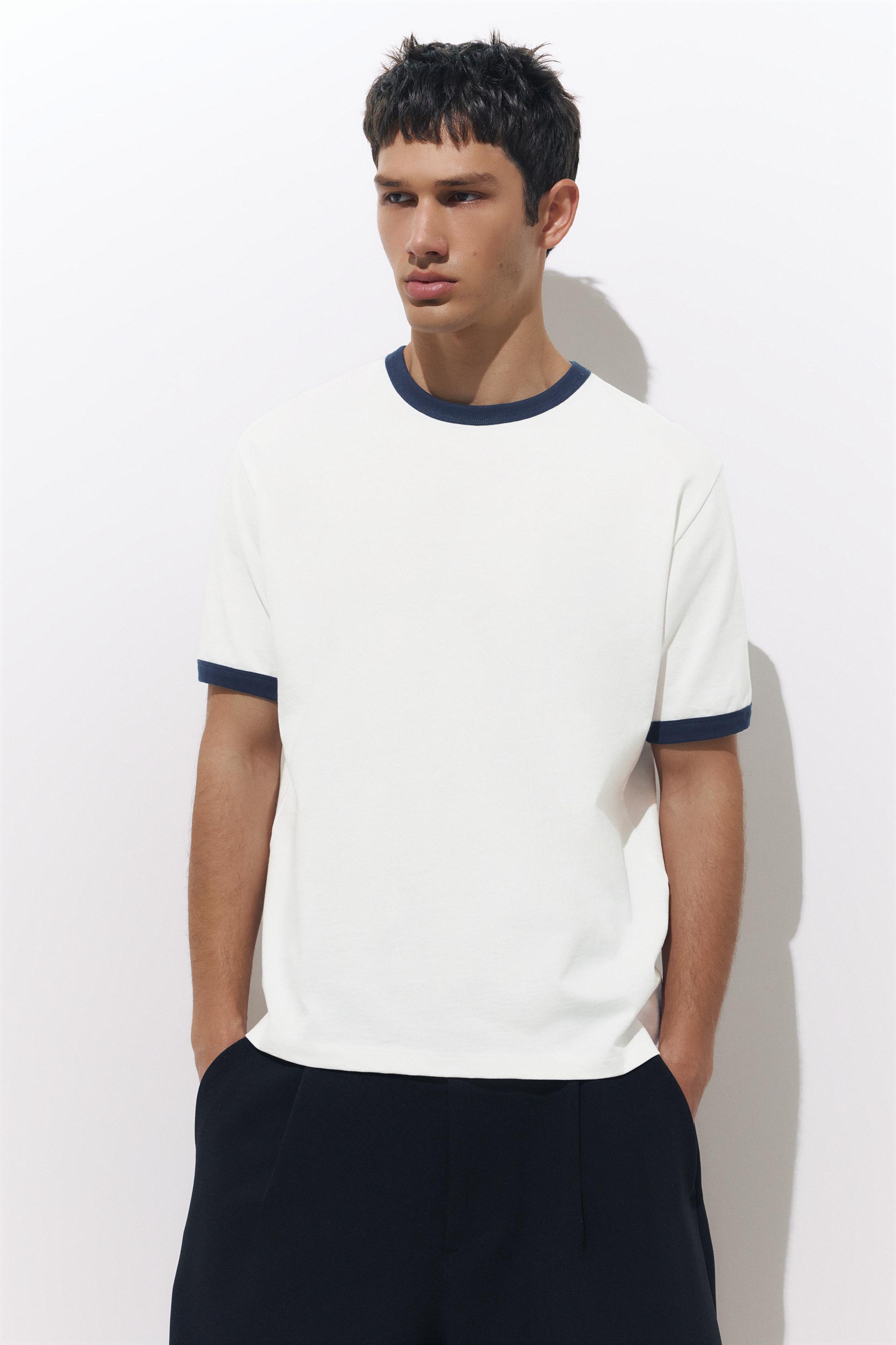 Contrast trim T-shirt — Off white
