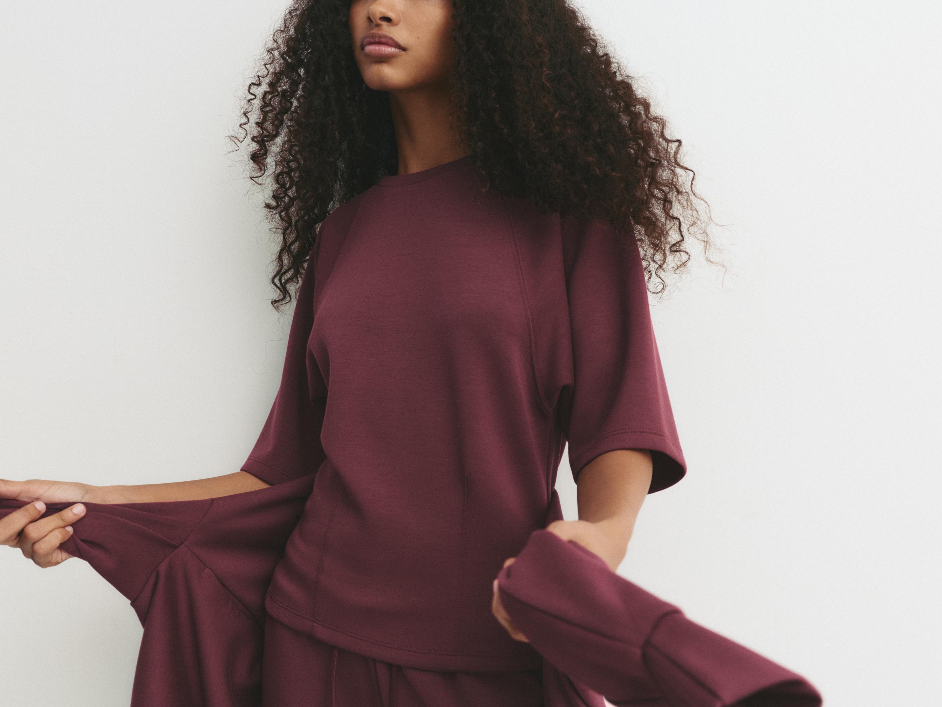 Soft touch short sleeve sweatshirt — Eggplant