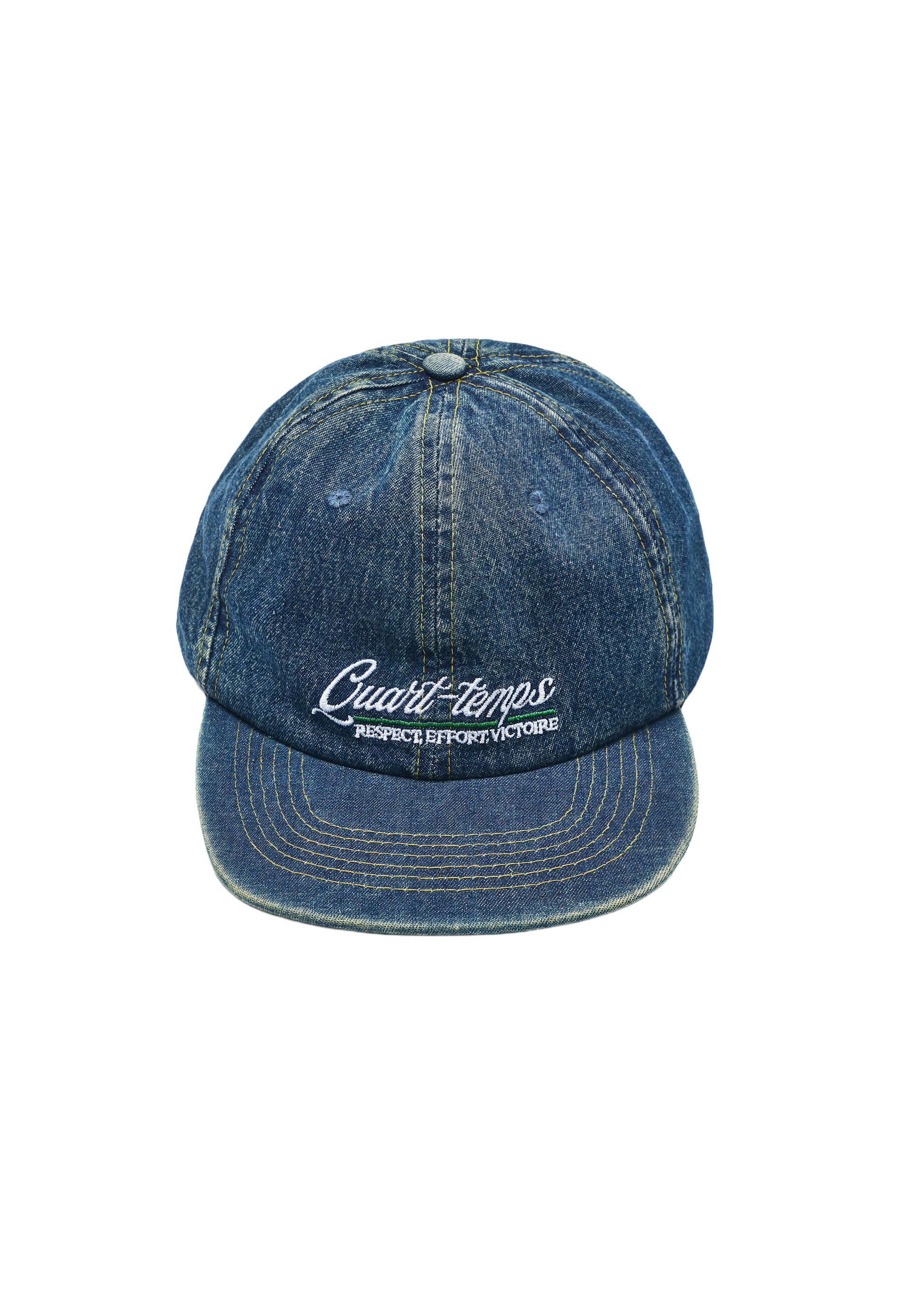Embroidered denim cap — Blue