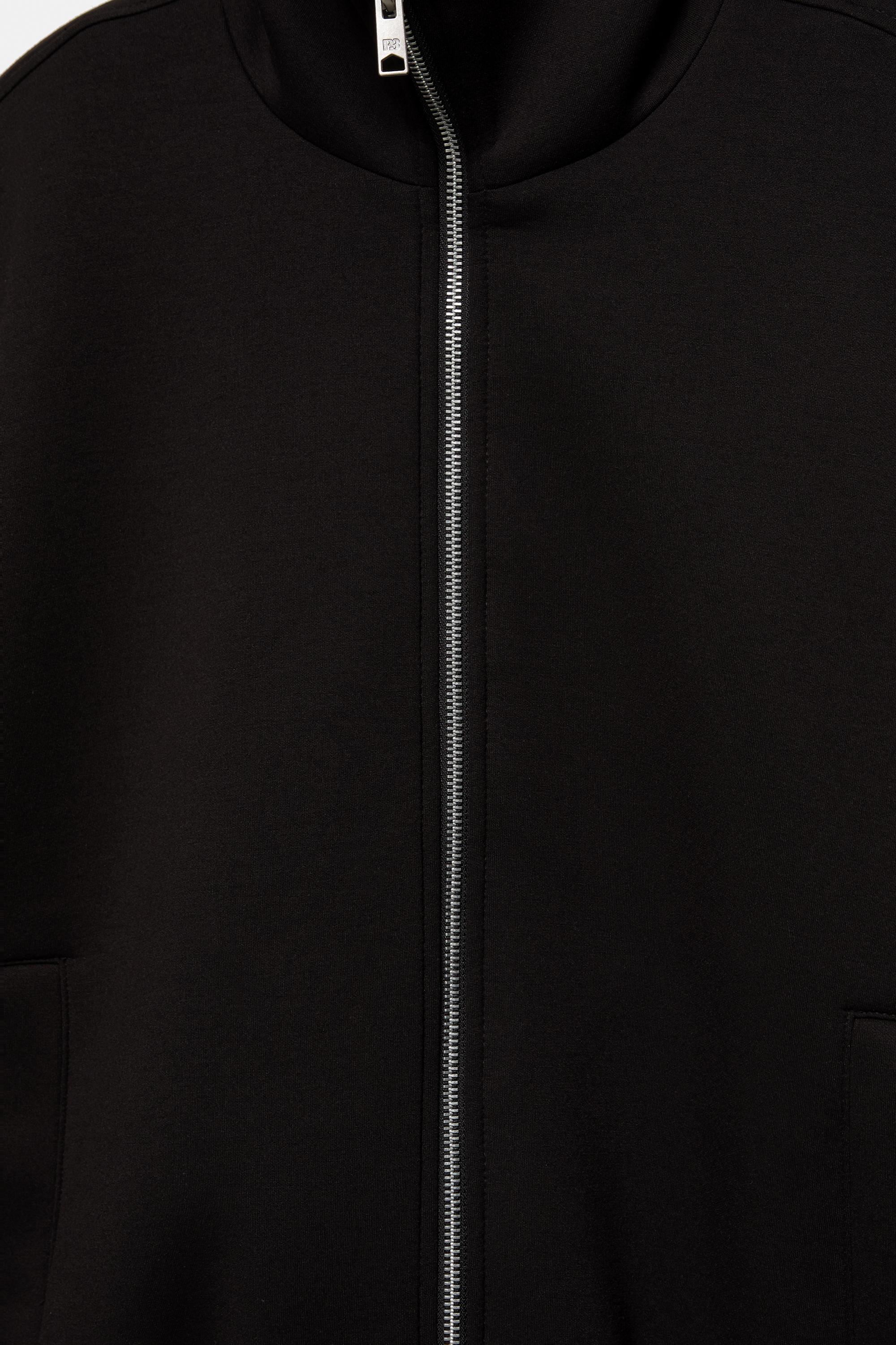 Neoprene-effect zip-up jacket — Black