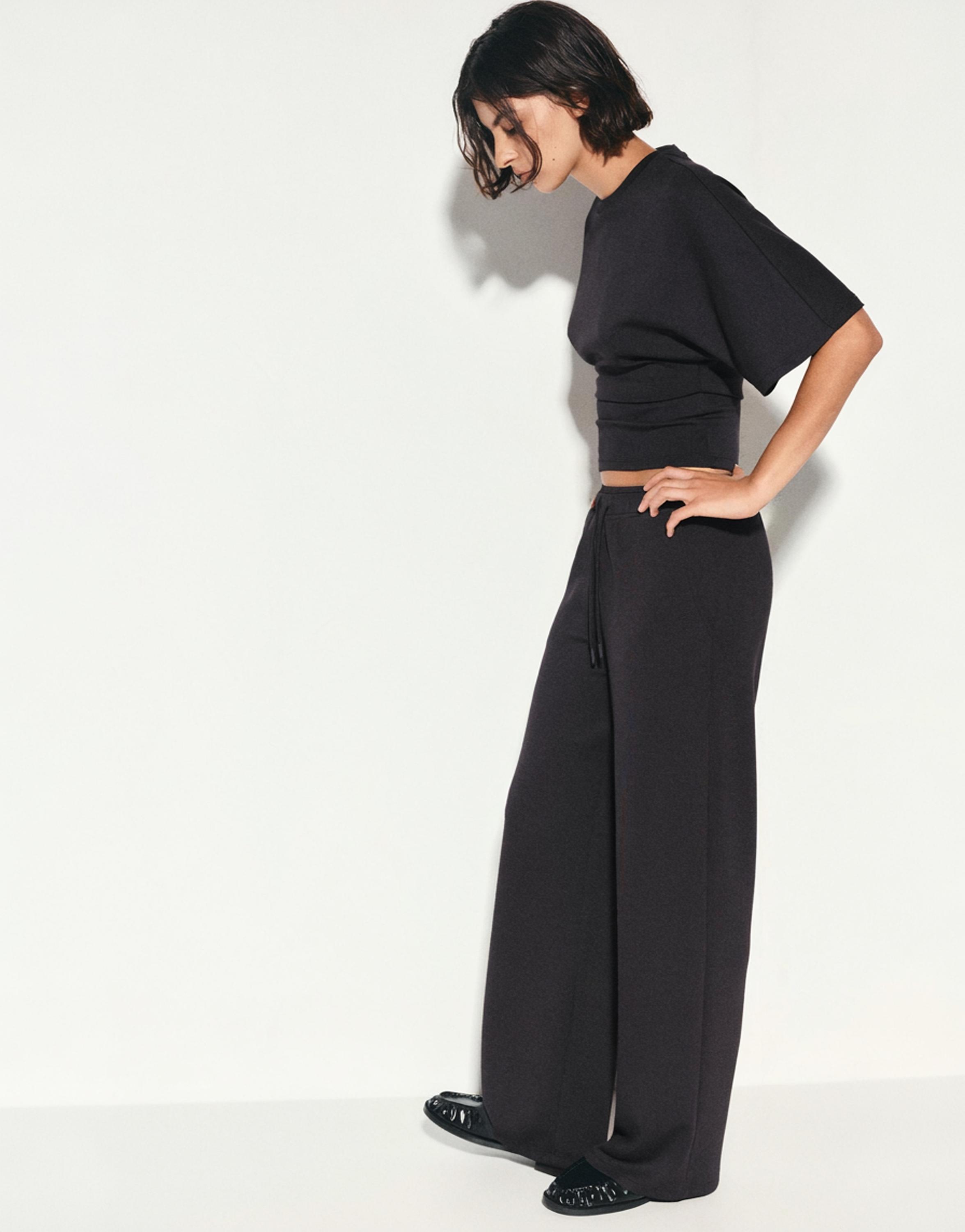 Modal wide-leg trousers — Anthracite grey