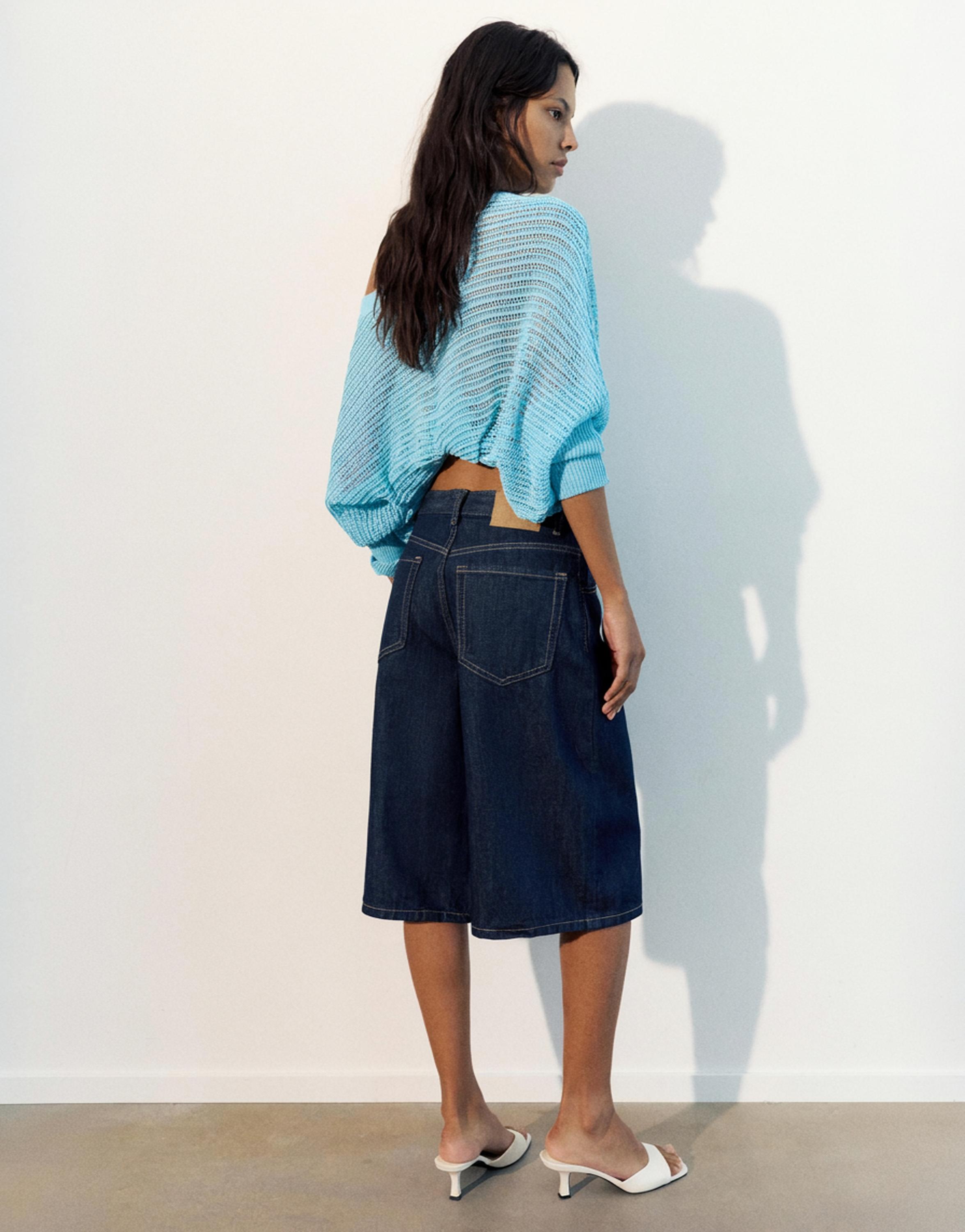 Low-rise denim jorts — Navy