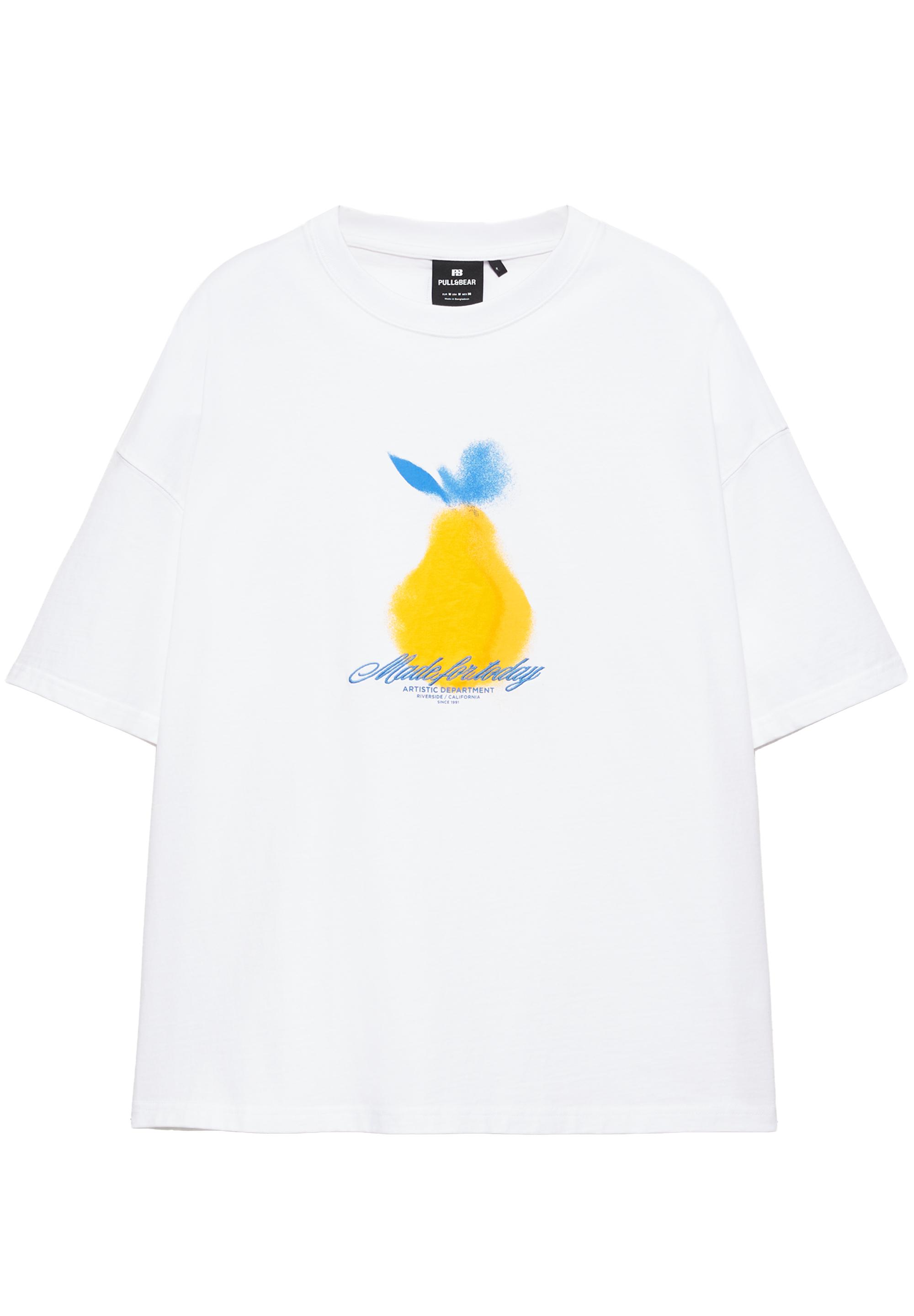 Lemon and embroidered slogan T-shirt — White