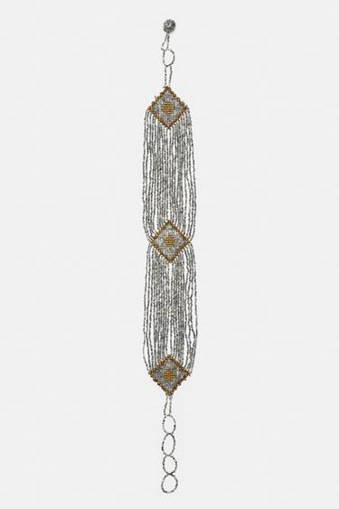 Beaded choker necklace — Silver 1