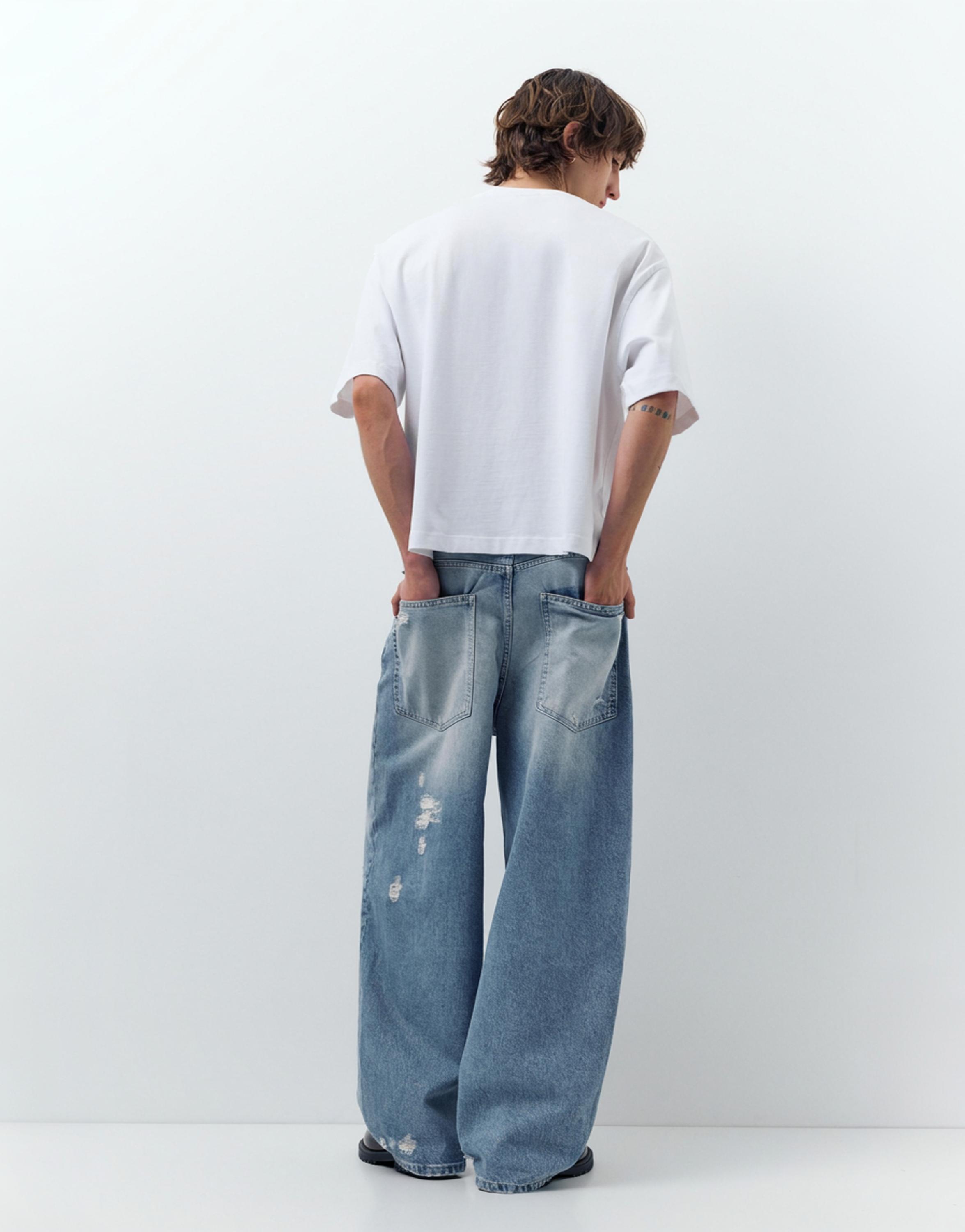 Distressed süper bol paça jean - Görsel 9