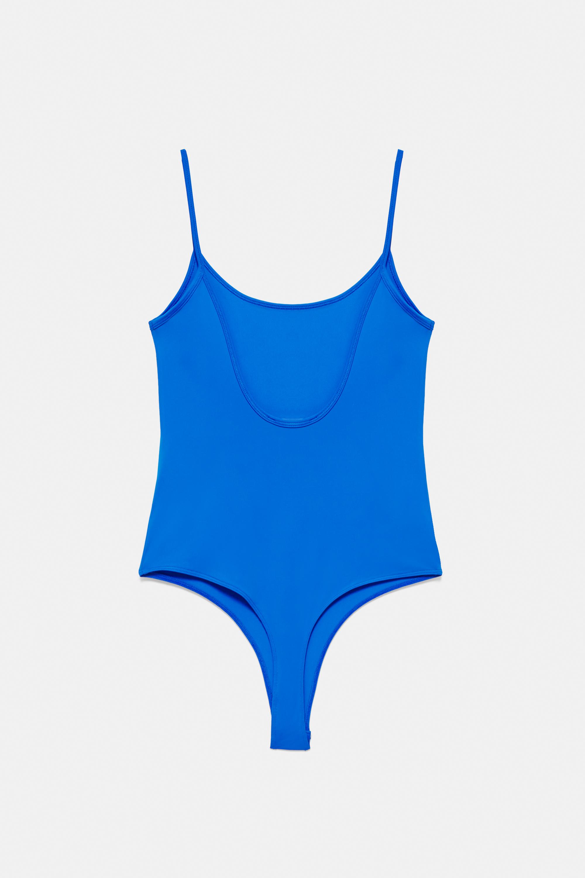 Polyamide bodysuit with thin straps — Deep blue