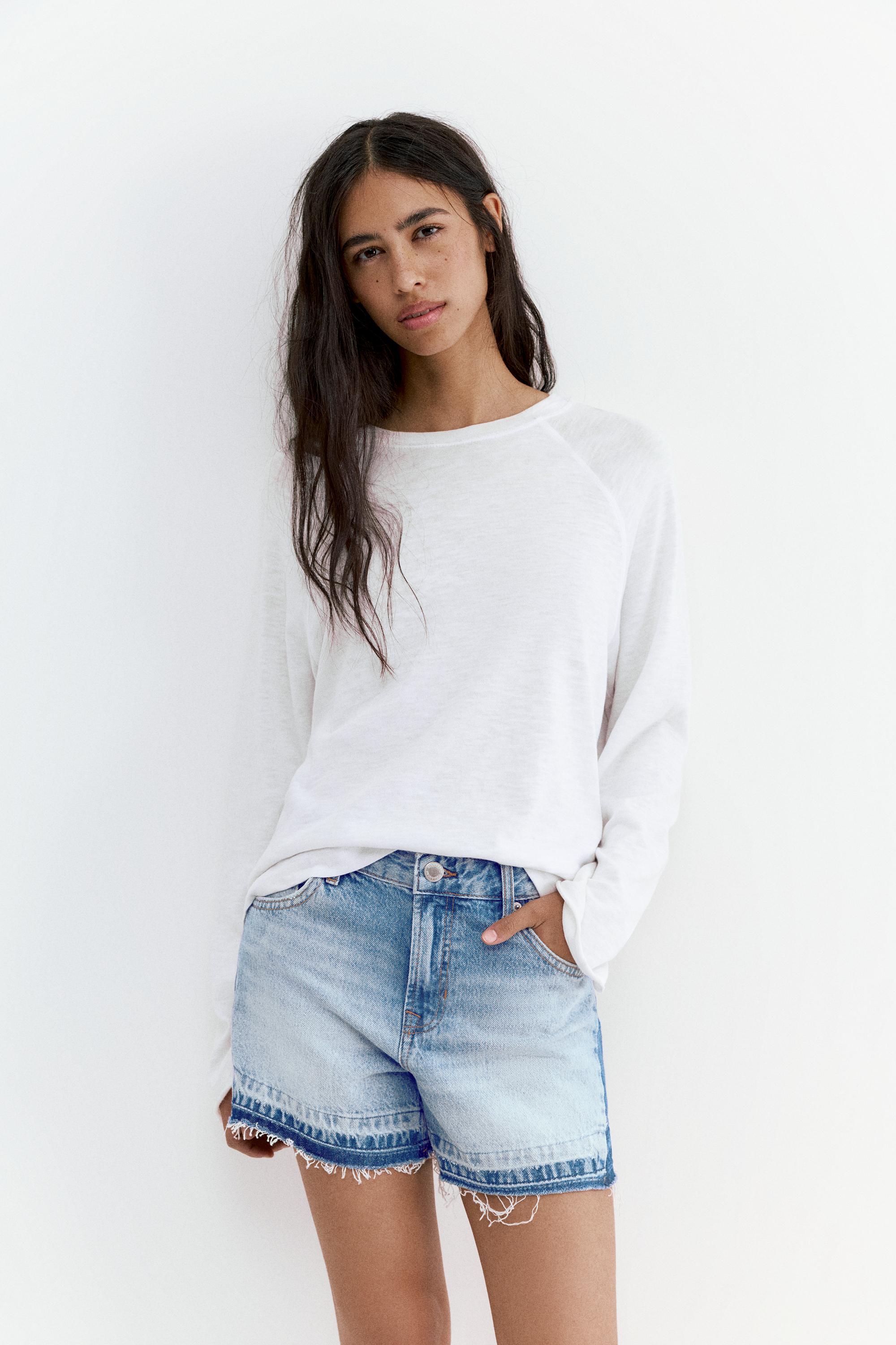 Patchwork denim Bermuda shorts — Medium blue
