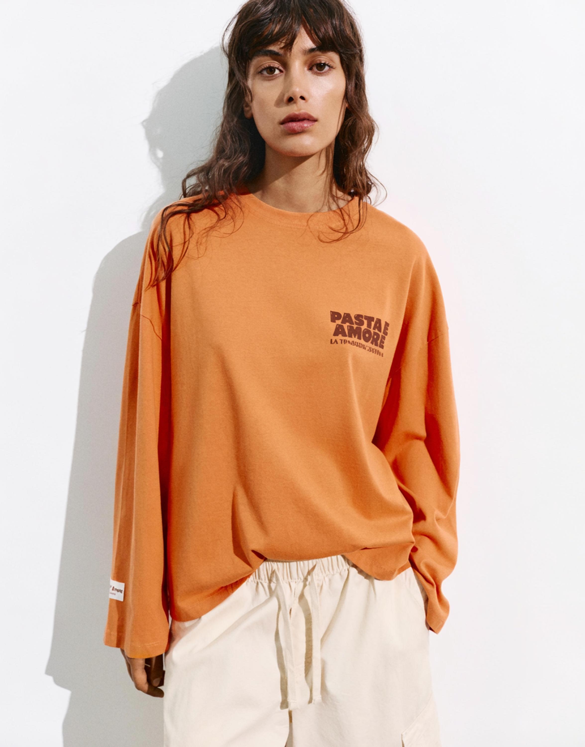 Long sleeve graphic T-shirt — Orange