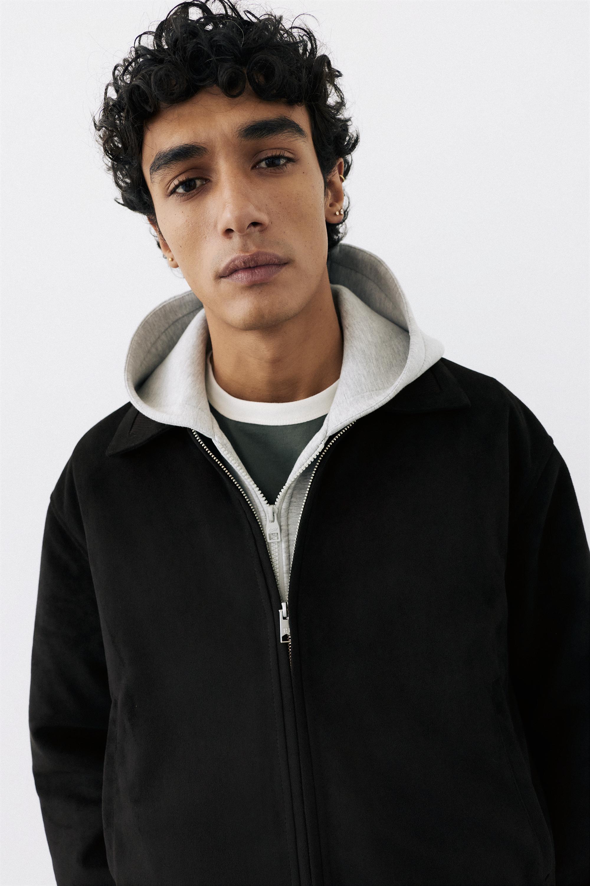 Faux suede jacket — Black