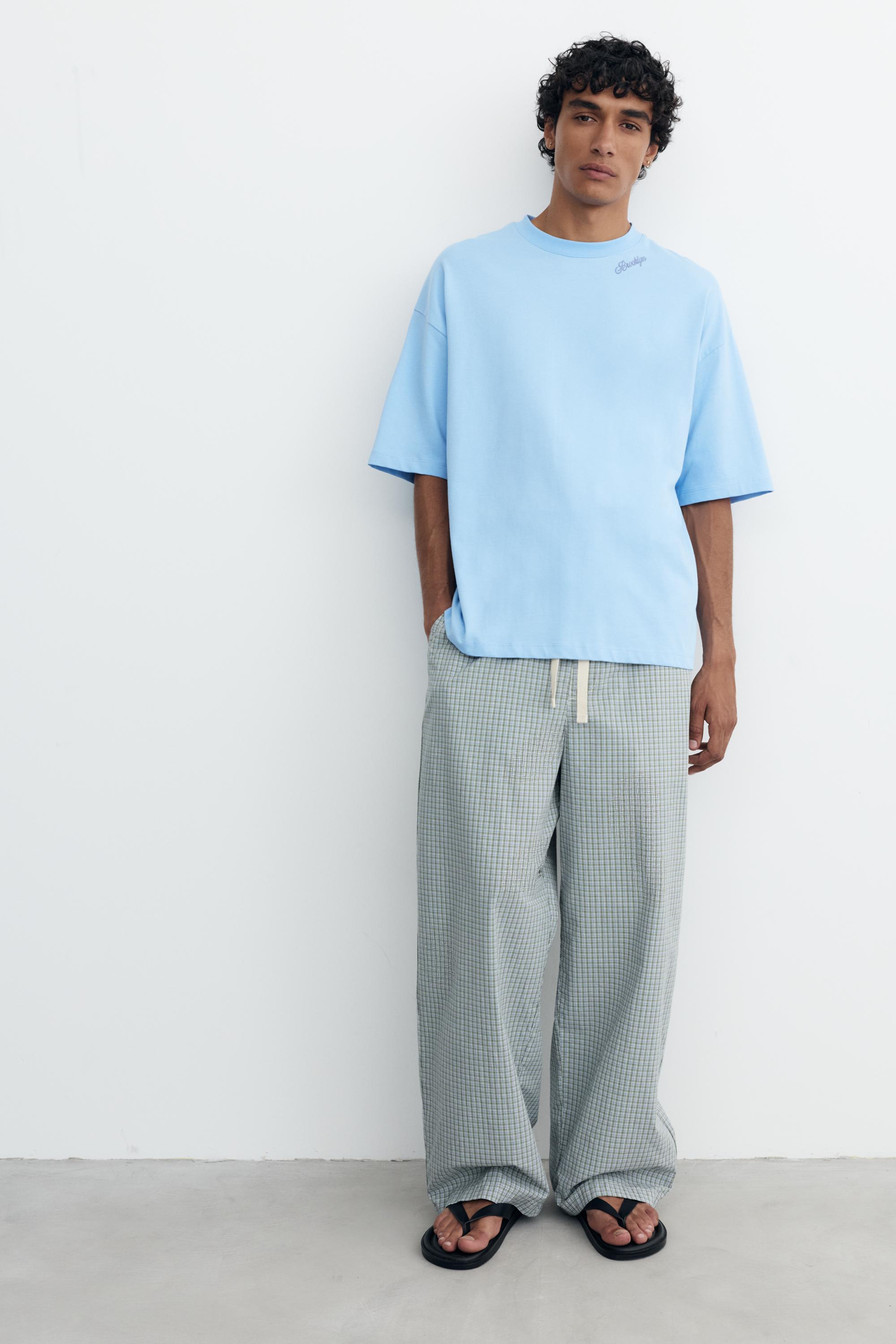 Checked jogging trousers — Blue/White