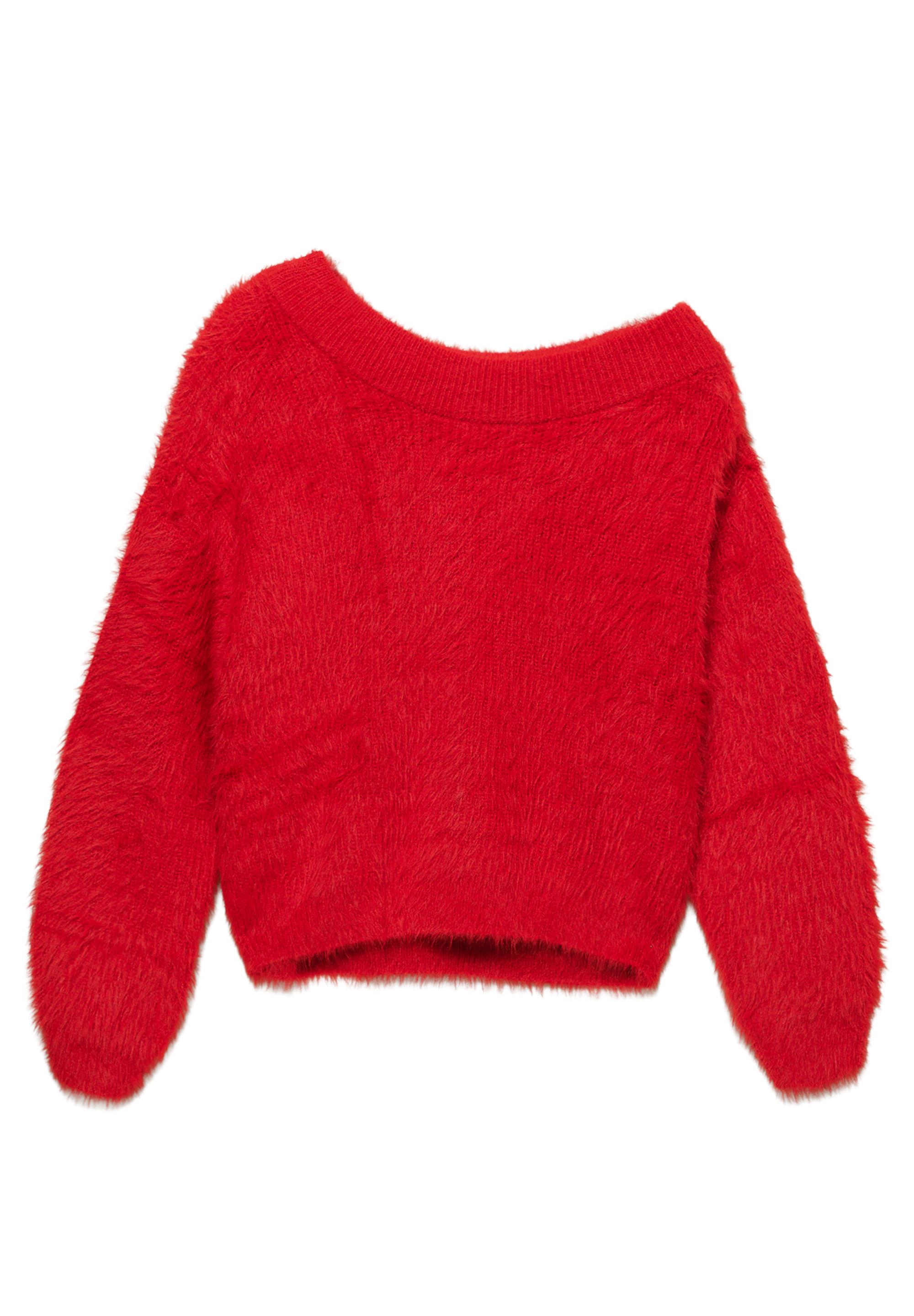 Asymmetric faux fur sweater