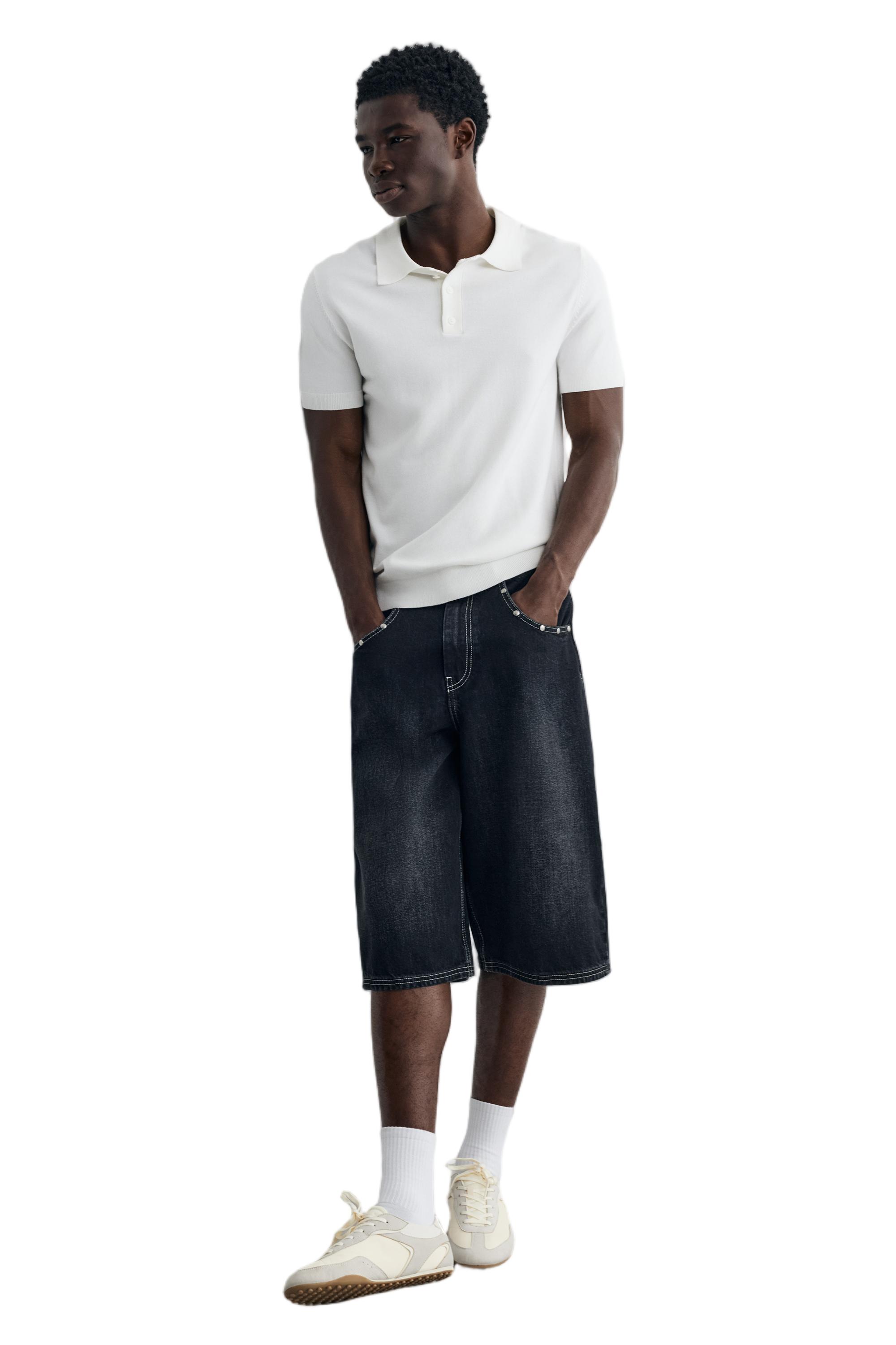 Short sleeve knit polo shirt — Off white
