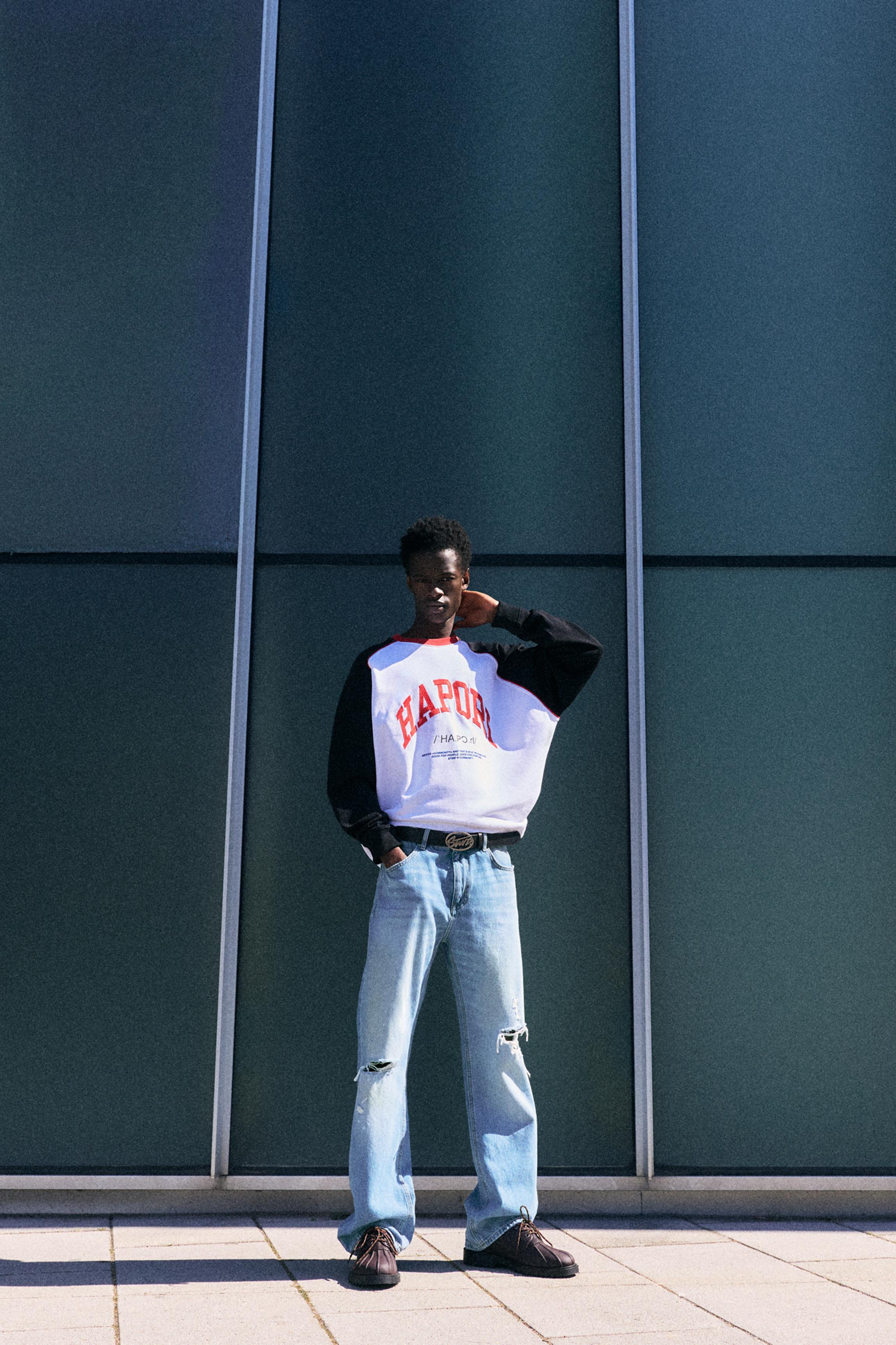 Ripped slim fit bootcut jeans — Pale indigo