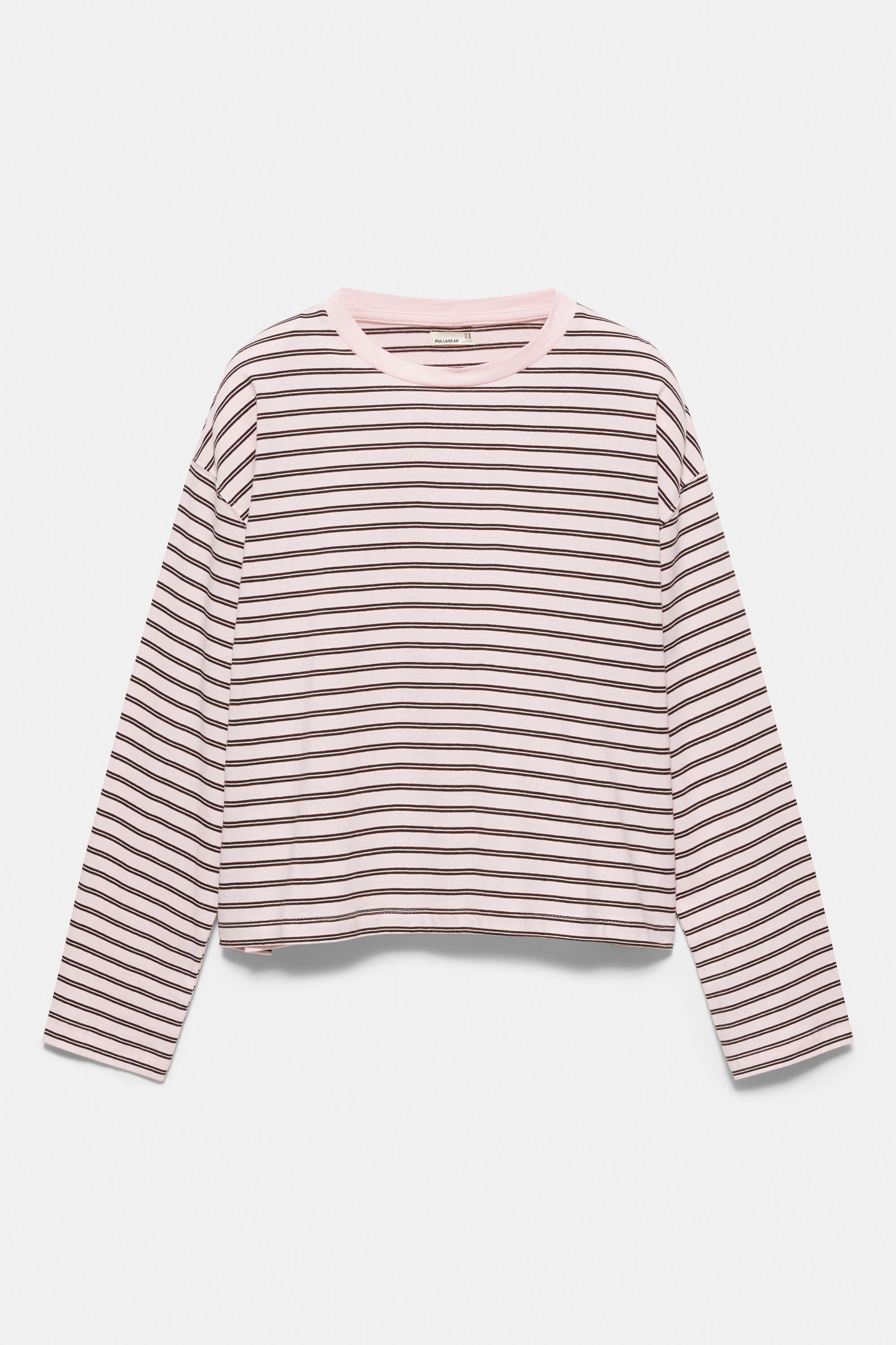 Boxy-fit long sleeve T-shirt — Striped