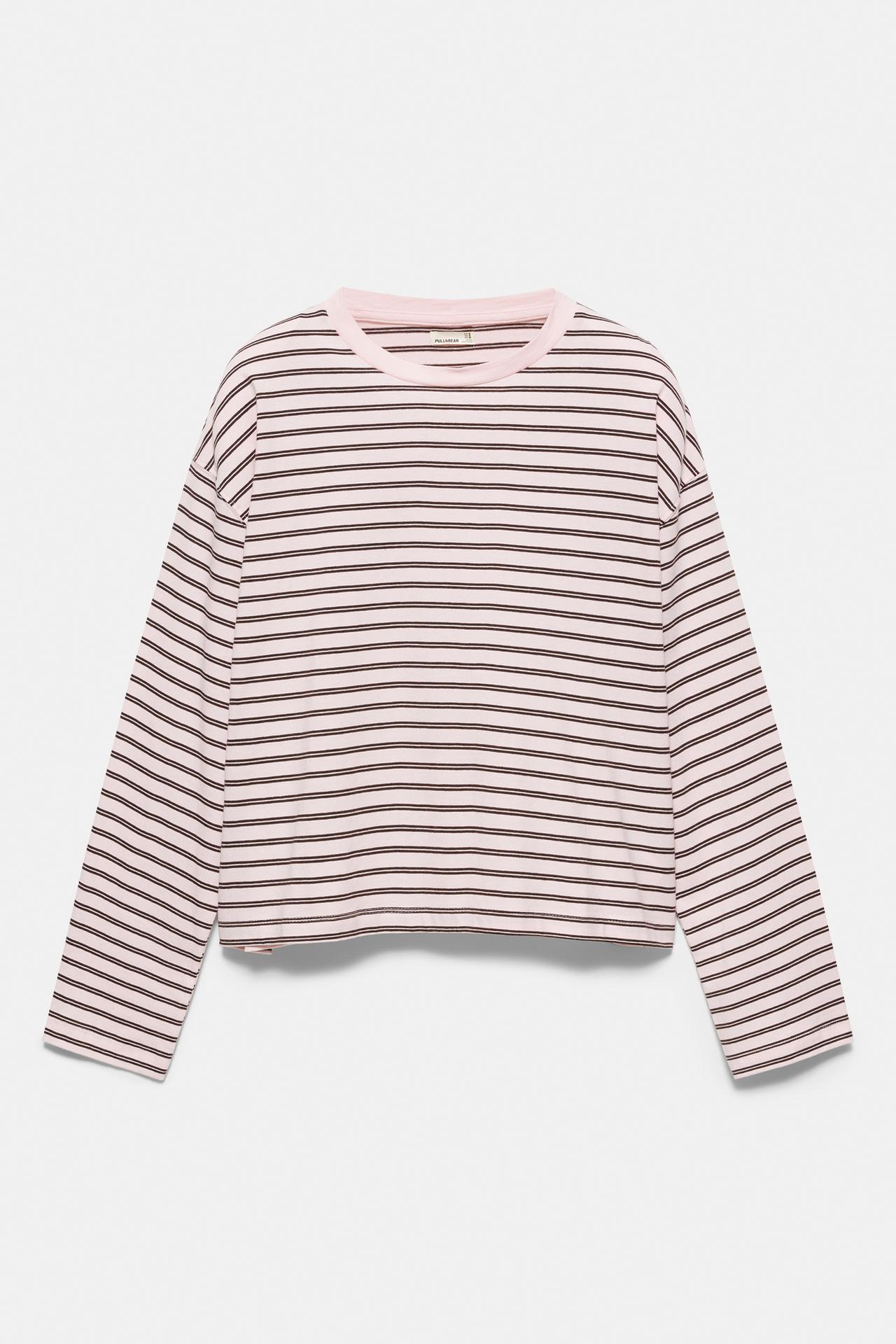 Boxy-fit long sleeve T-shirt — Striped