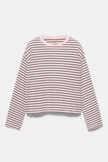 Boxy-fit long sleeve T-shirt — Striped 6