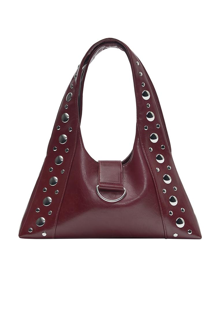 Studded shoulder bag — Burgundy