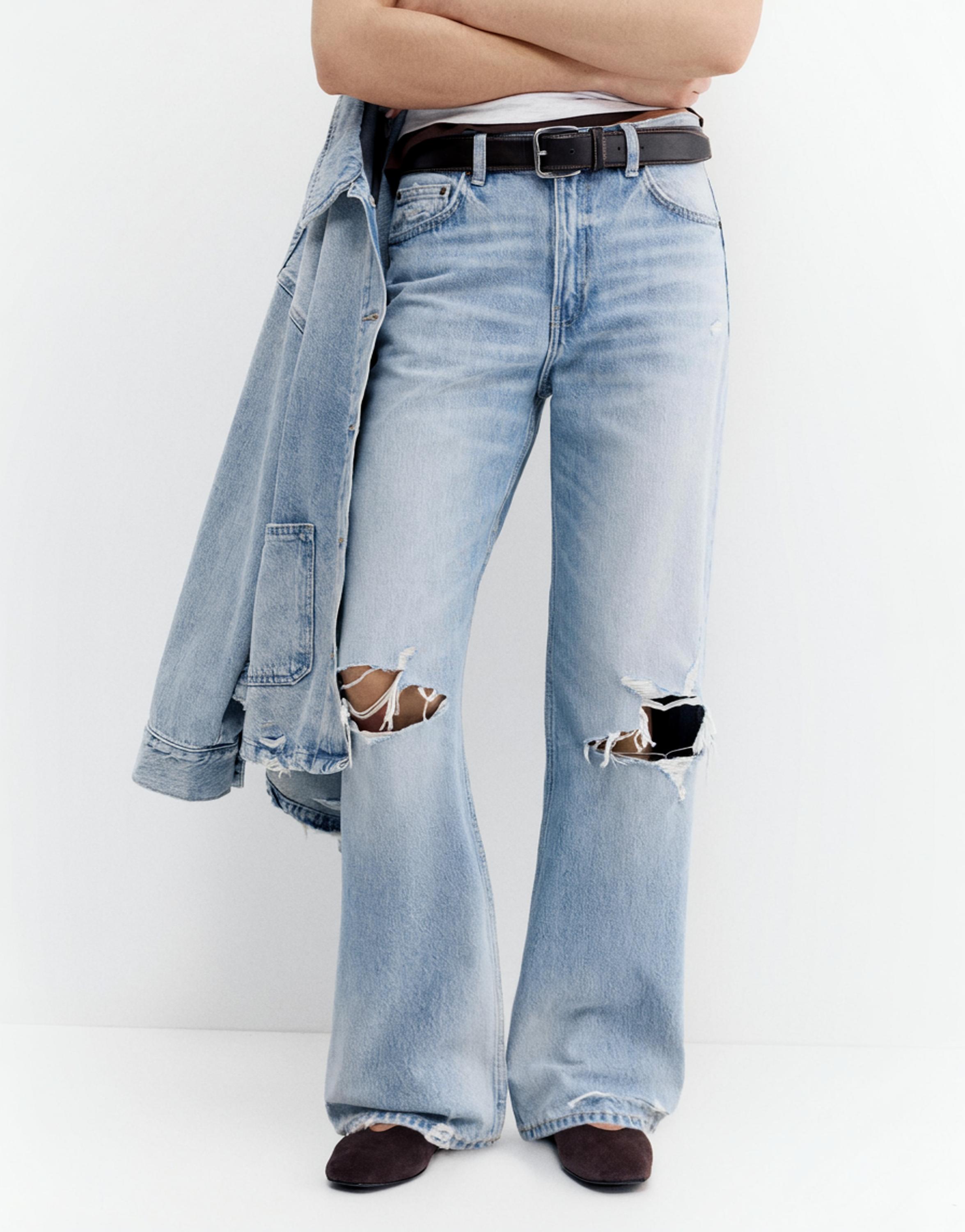 Ripped boyfriend jeans — Pale blue