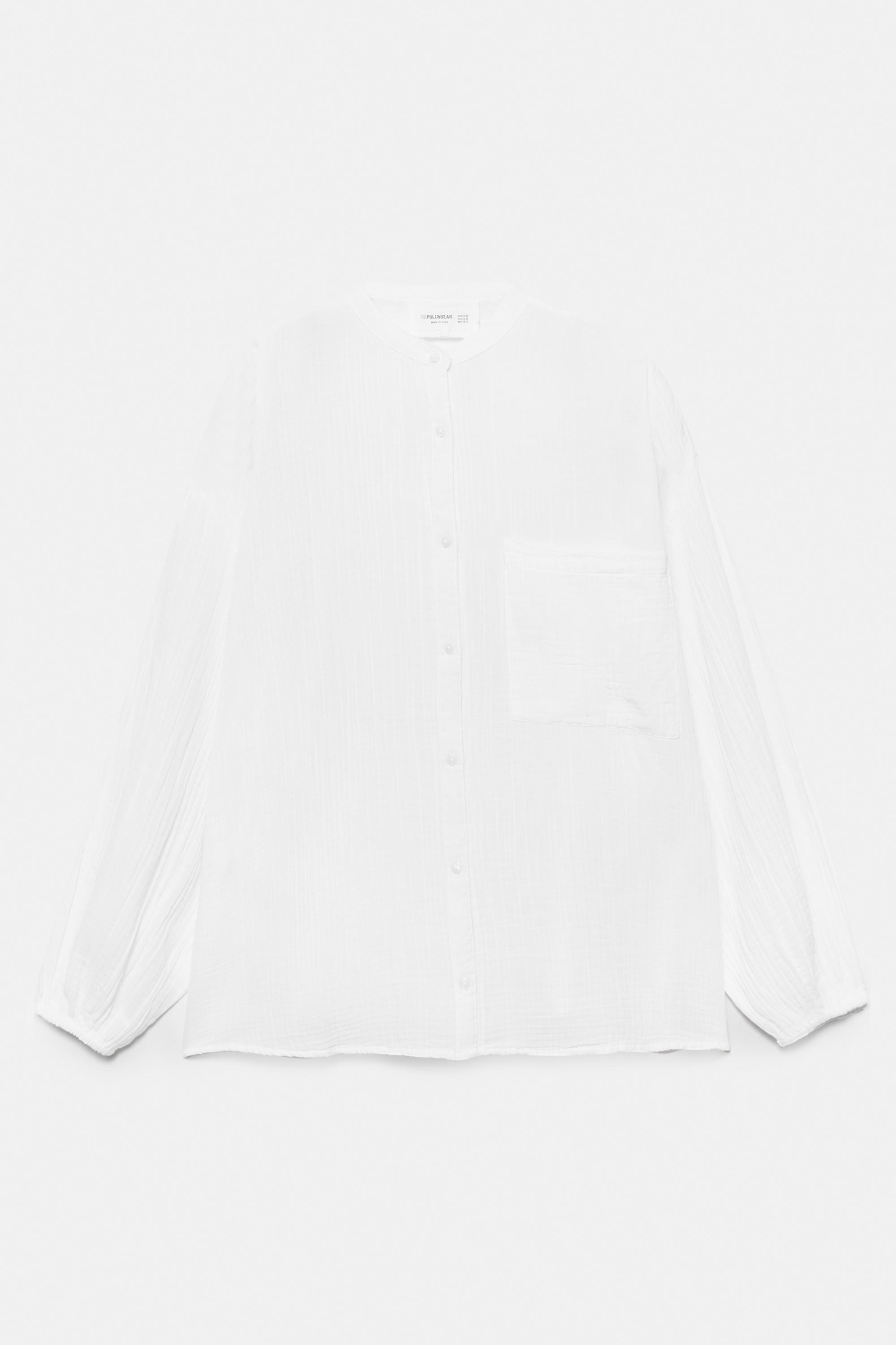 Hakim yaka Şile bezi gömlek - Görsel 4