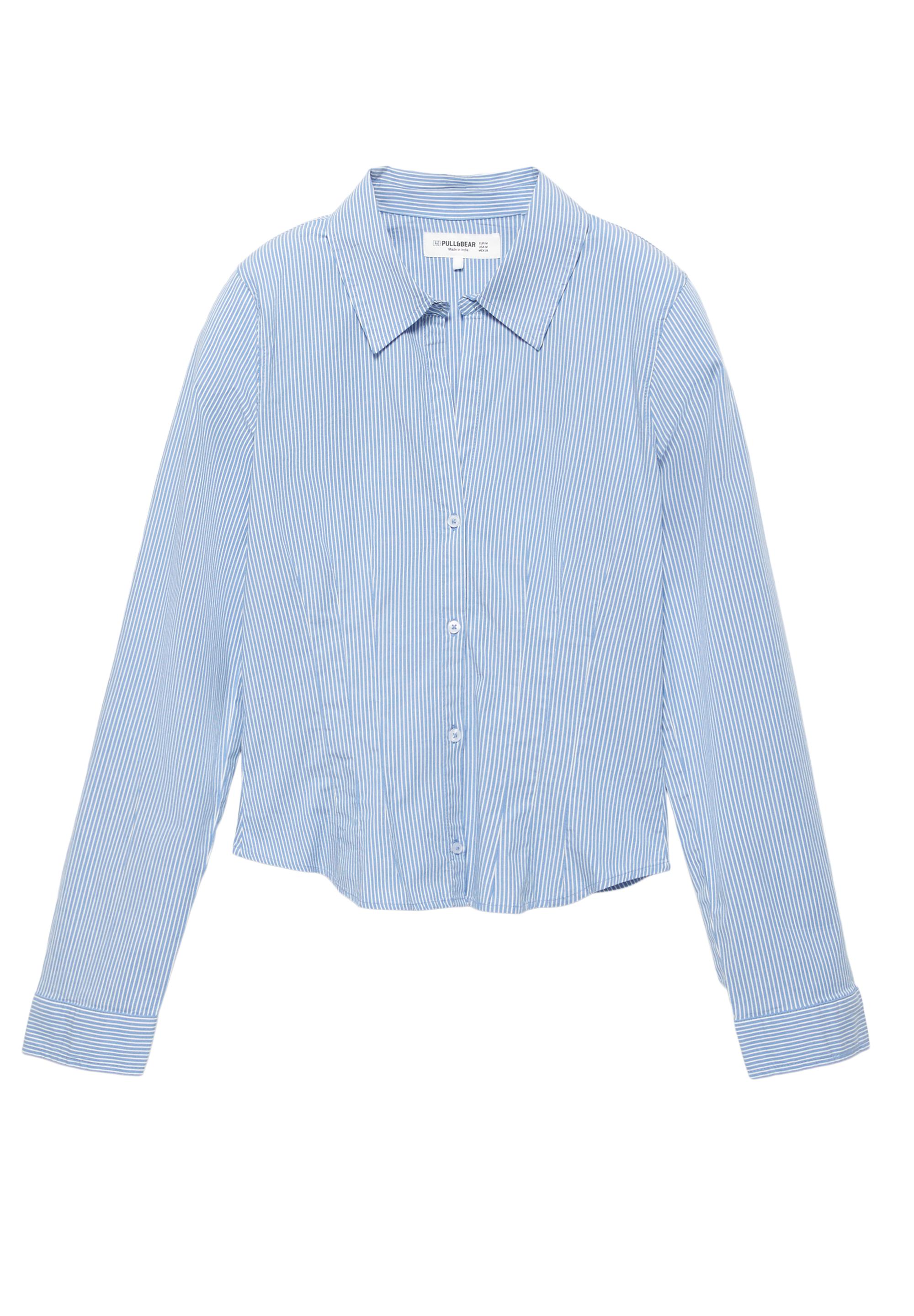 Poplin yırtmaçlı dar kesim gömlek