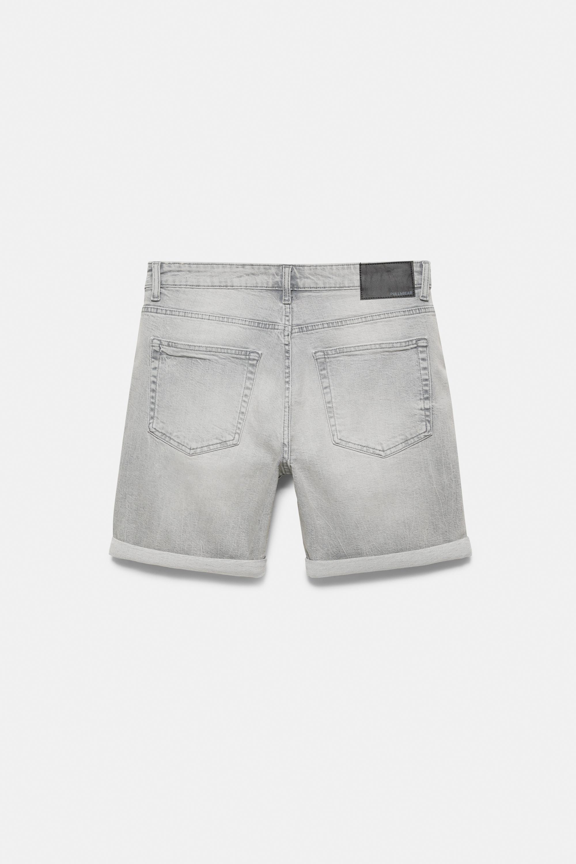 Ripped denim Bermuda shorts — Dark grey