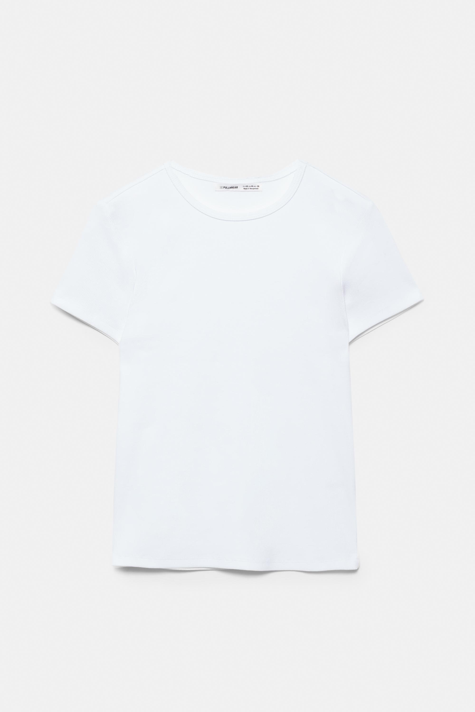 Ribbed short sleeve T-shirt — White