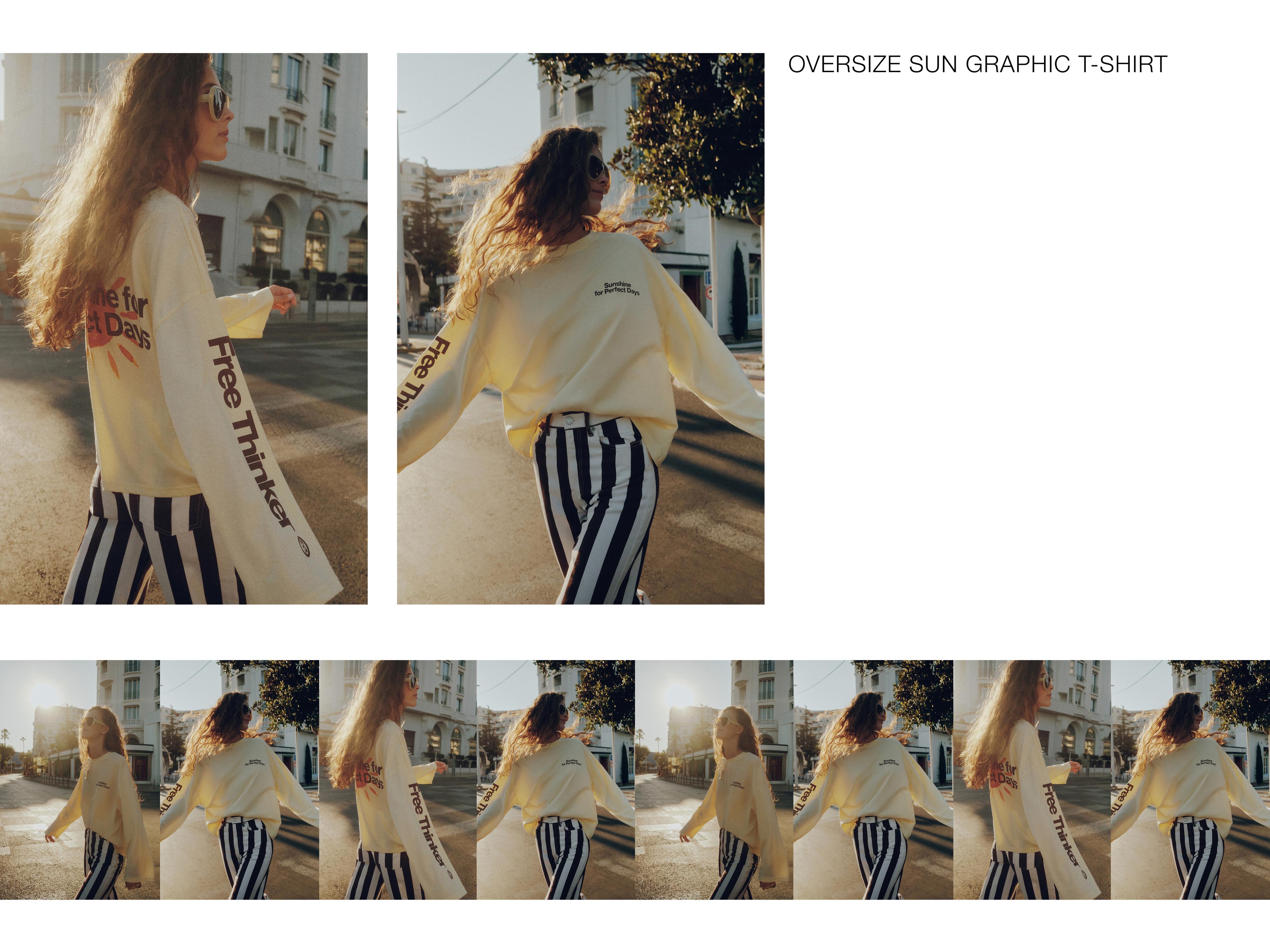 Oversize sun graphic T-shirt — Yellow
