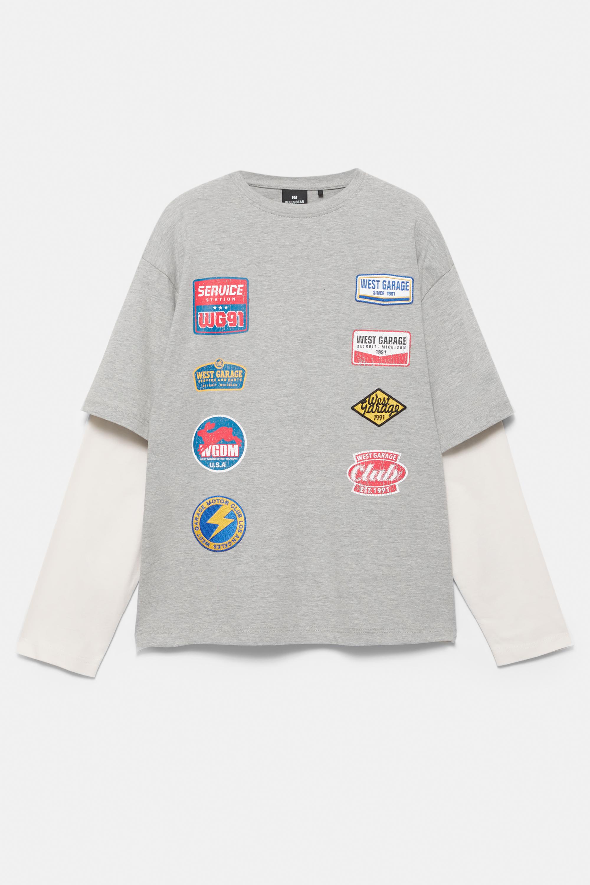 Çift kollu yama detaylı t-shirt - Görsel 5