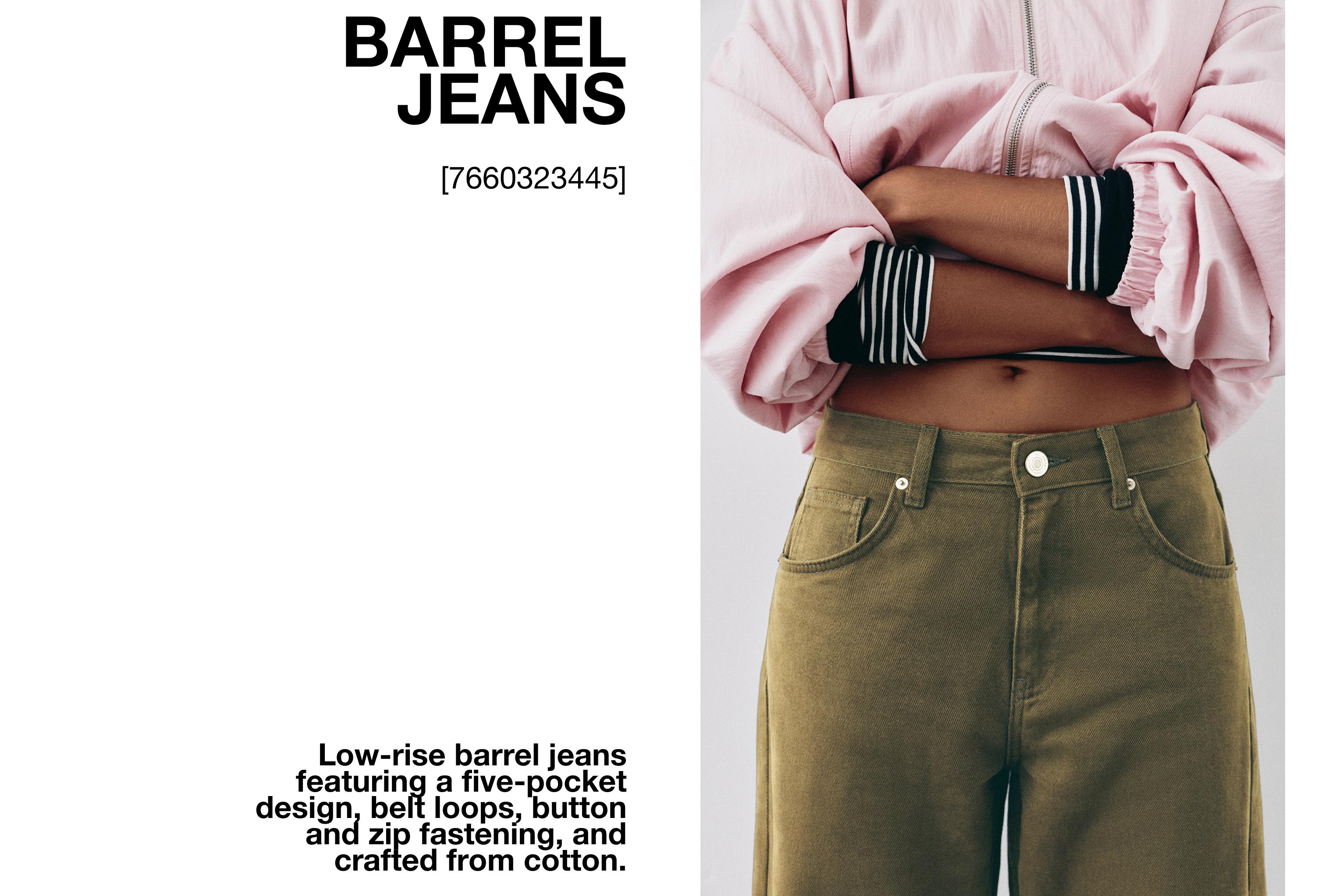 Low-rise barrel jeans — Khaki
