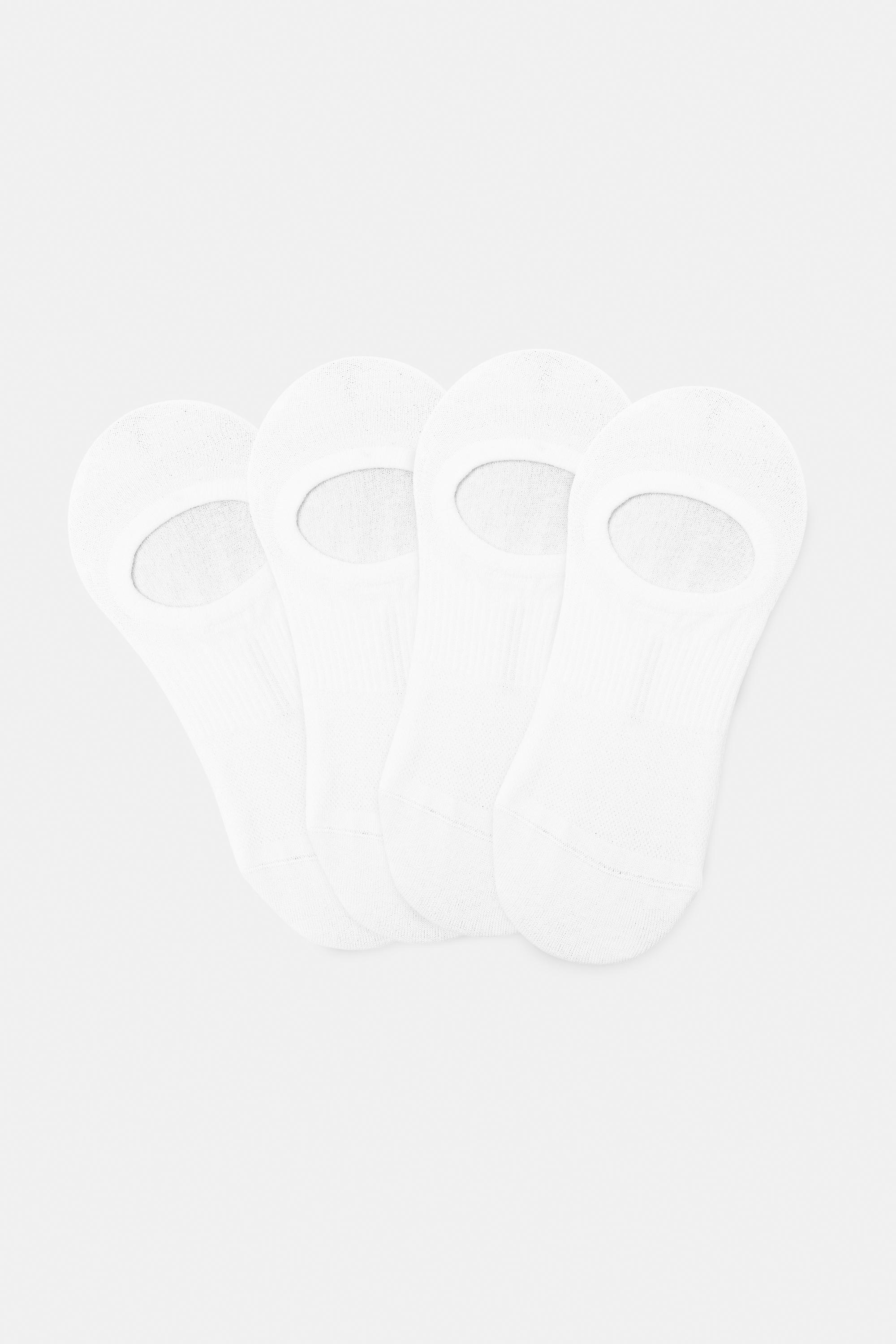 Pack of 4 invisible ankle socks — White
