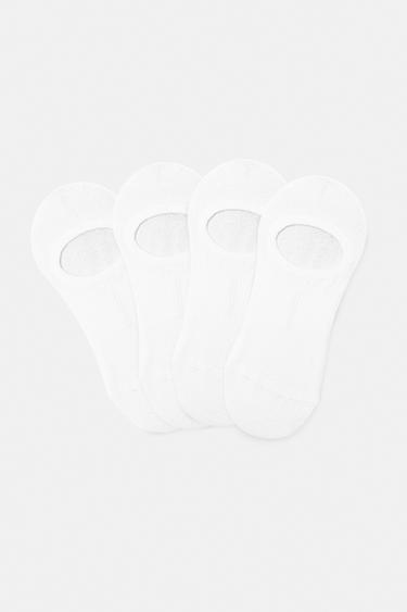 Pack of 4 invisible ankle socks — White 1