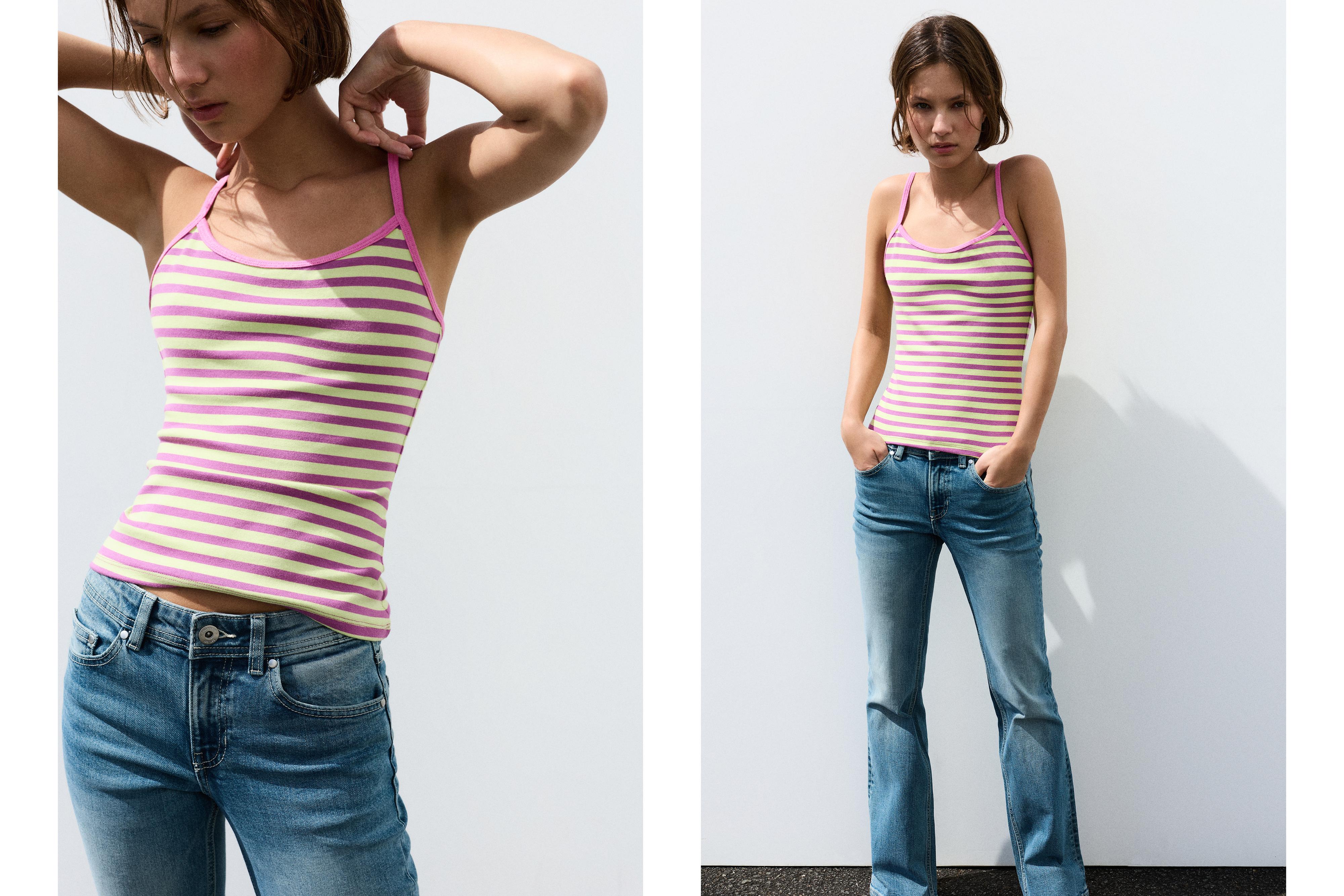 Thin strap top — Striped