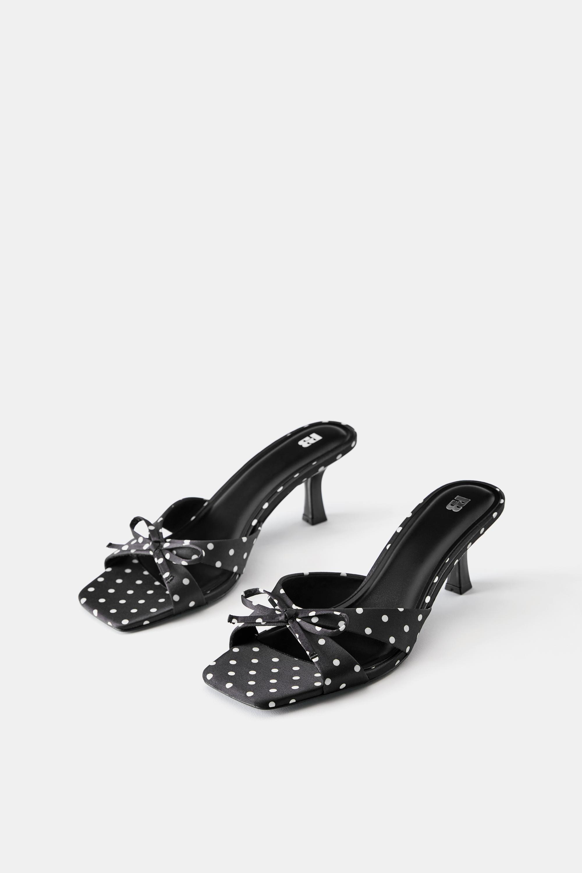 Polka dot heeled sandals — Black