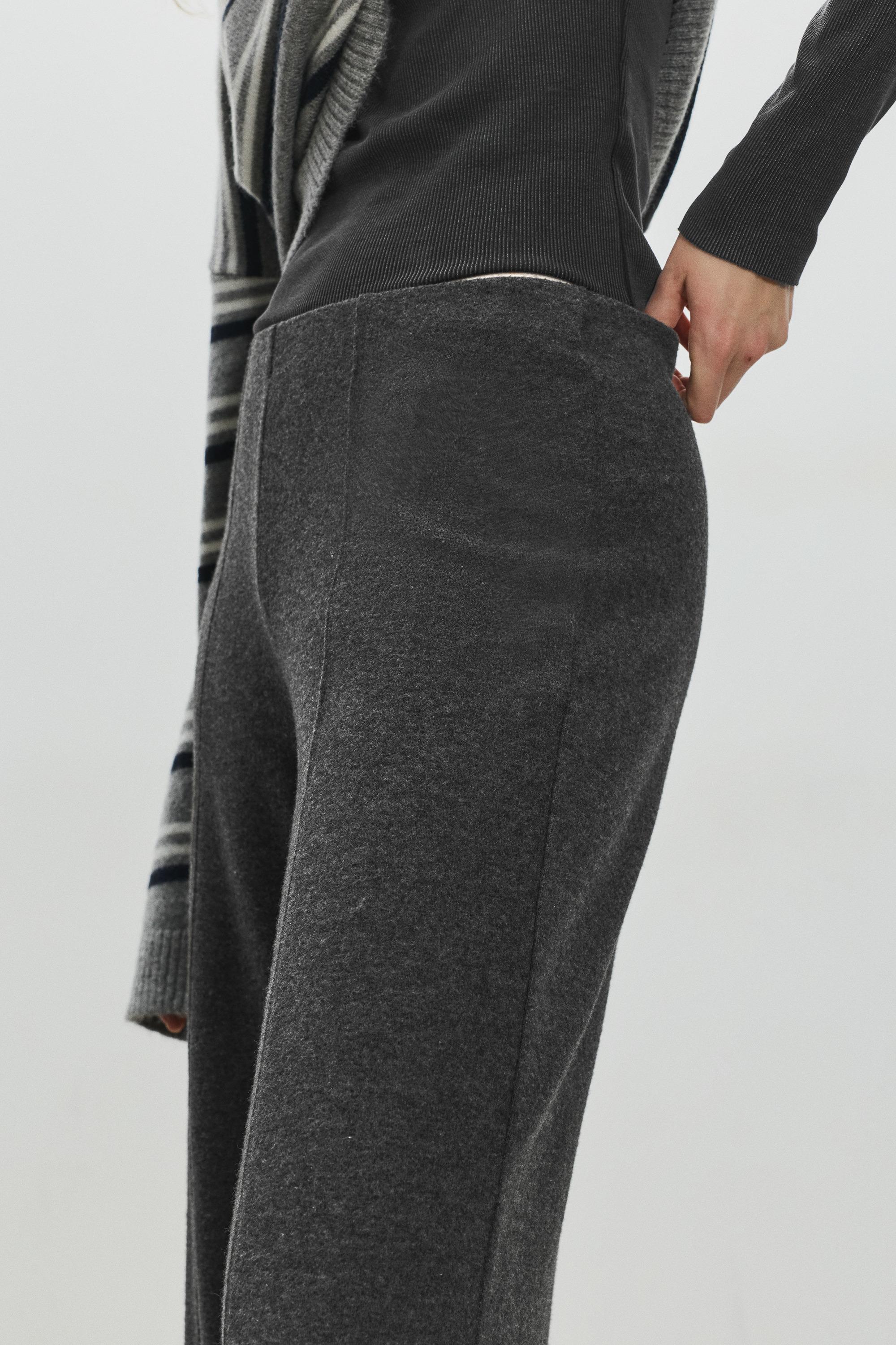Wide-leg soft touch trousers — Dark grey