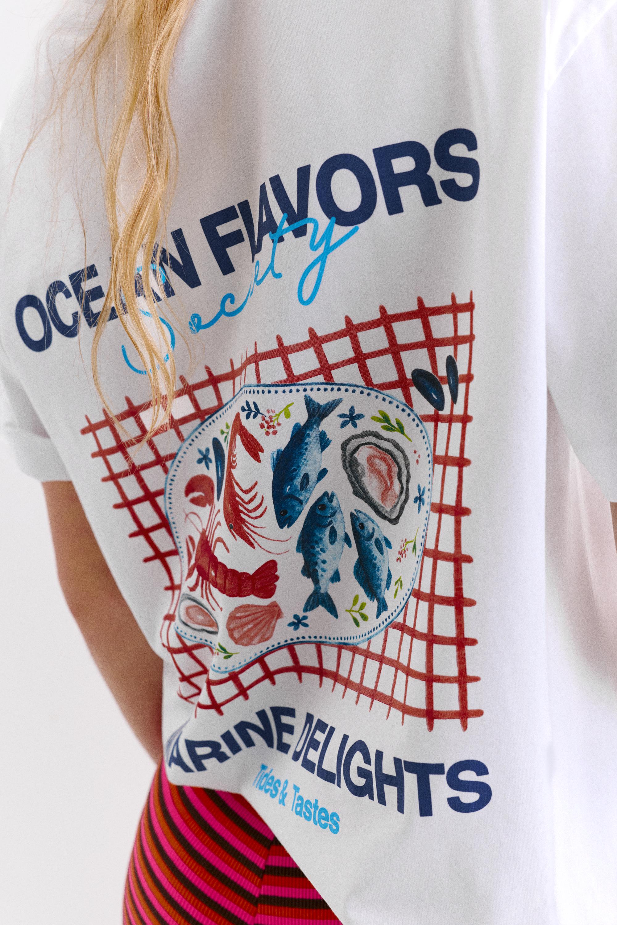 Istakoz grafik baskılı t-shirt - Görsel 24