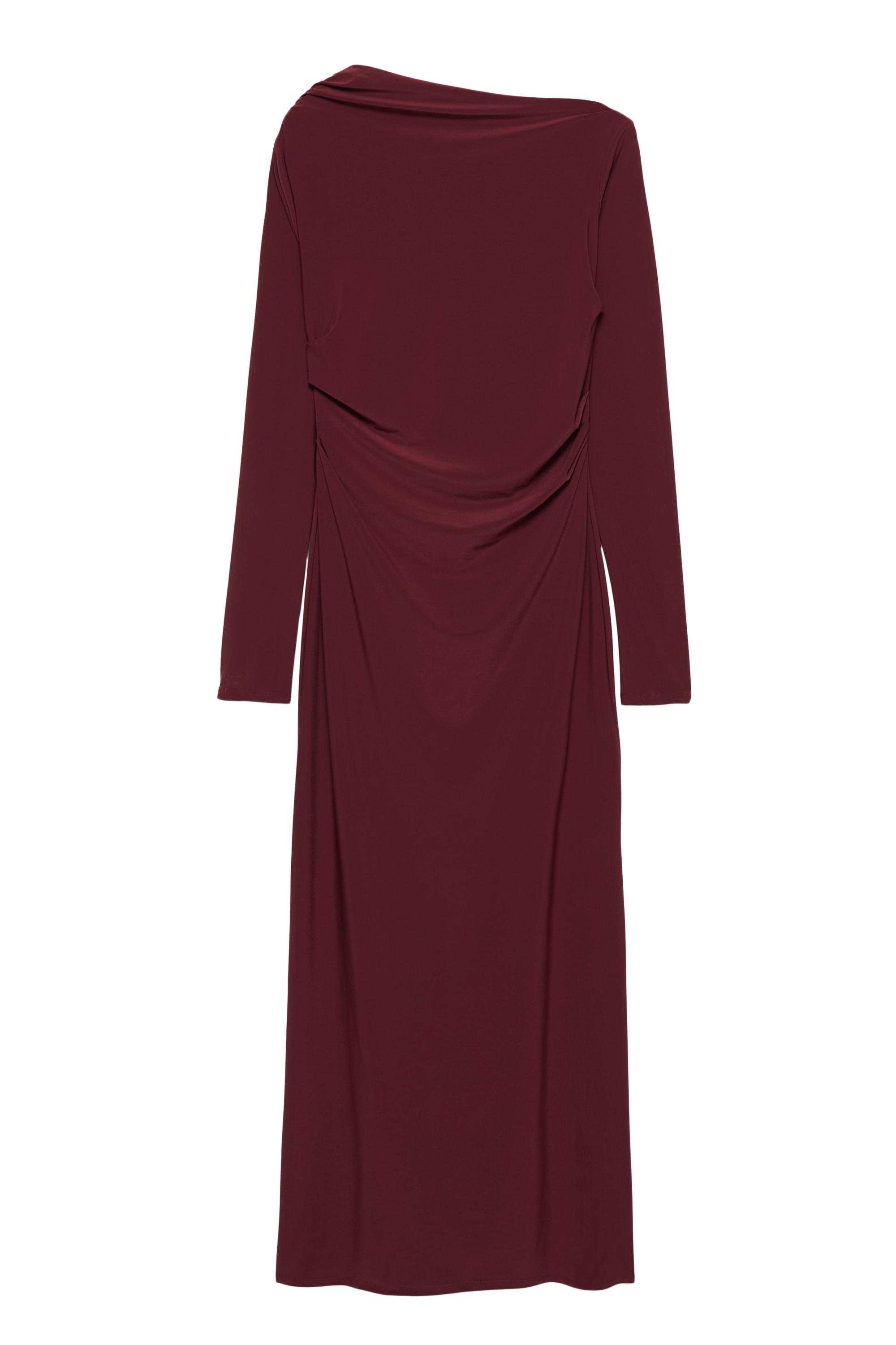 Drape detaylı yumuşak midi elbise - Görsel 16