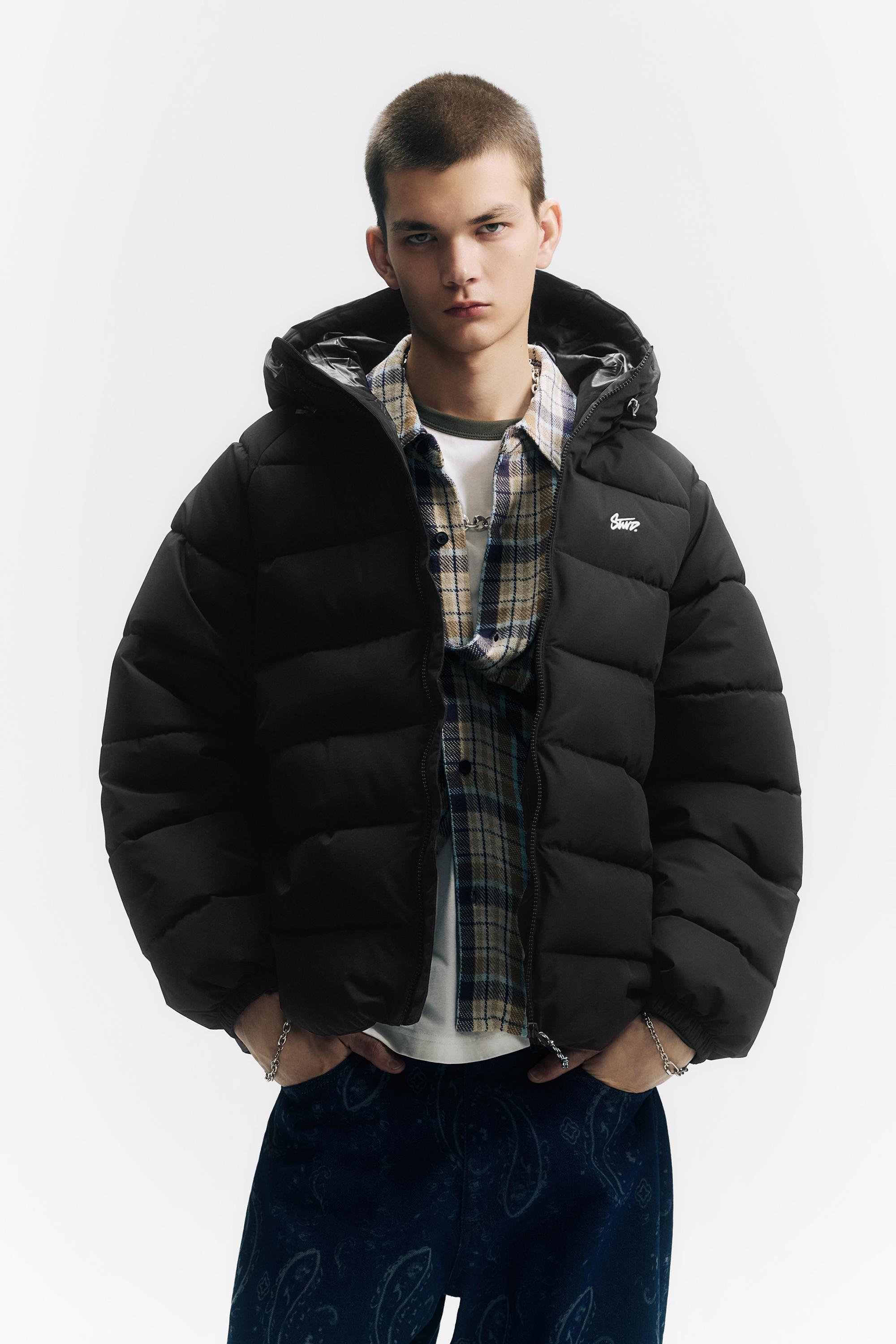 STWD hooded puffer jacket — Black