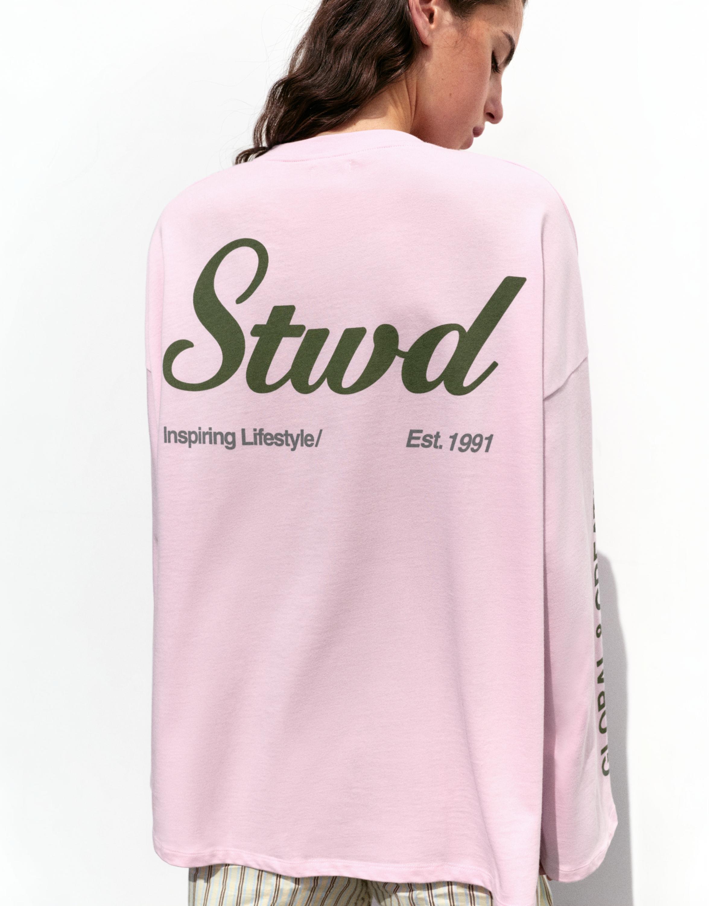 Long sleeve STWD T-shirt — Pink/White