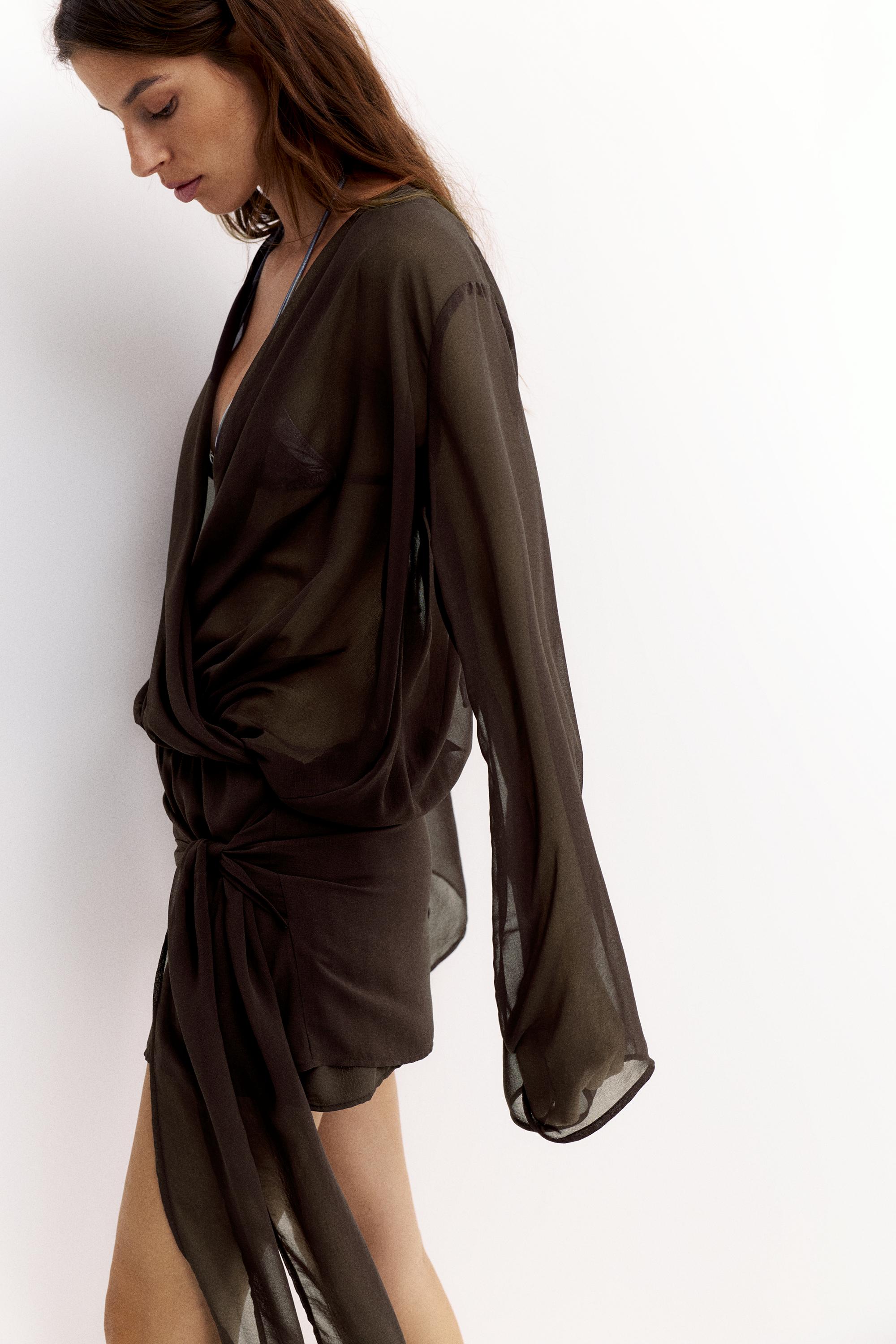 Draped wrap dress — Brown