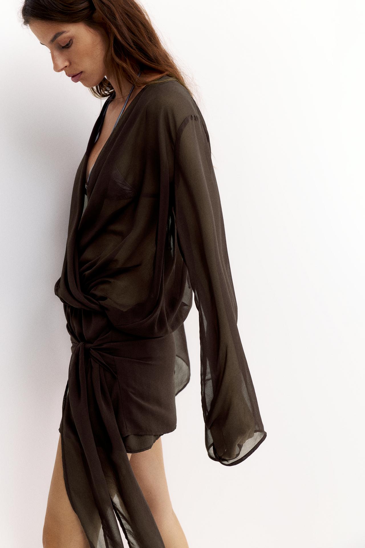 Draped wrap dress — Brown