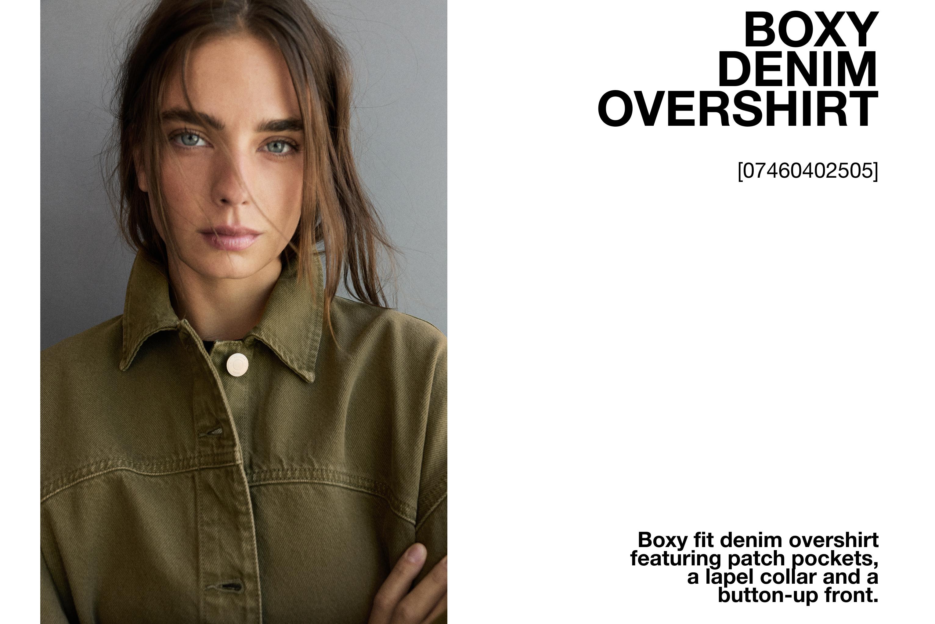 Boxy denim overshirt — Khaki