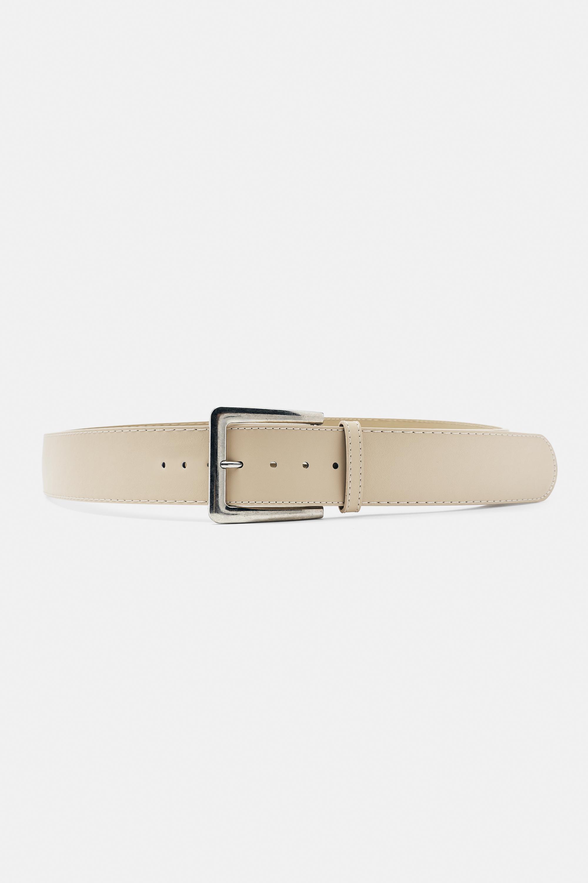 Leather effect belt — Cream