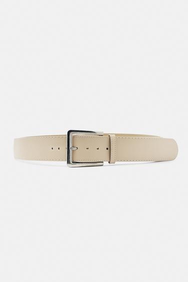 Leather effect belt — Cream 1