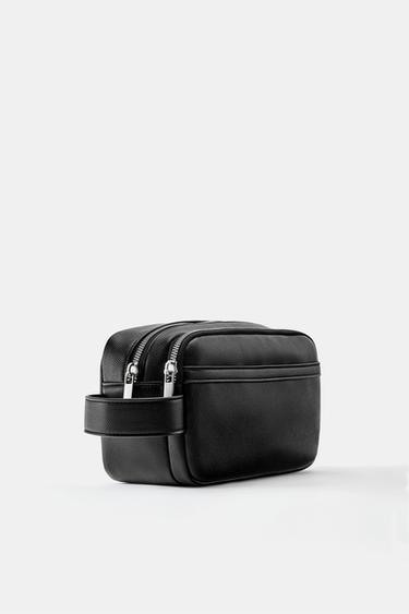 Suede-handled wash bag — Black 2