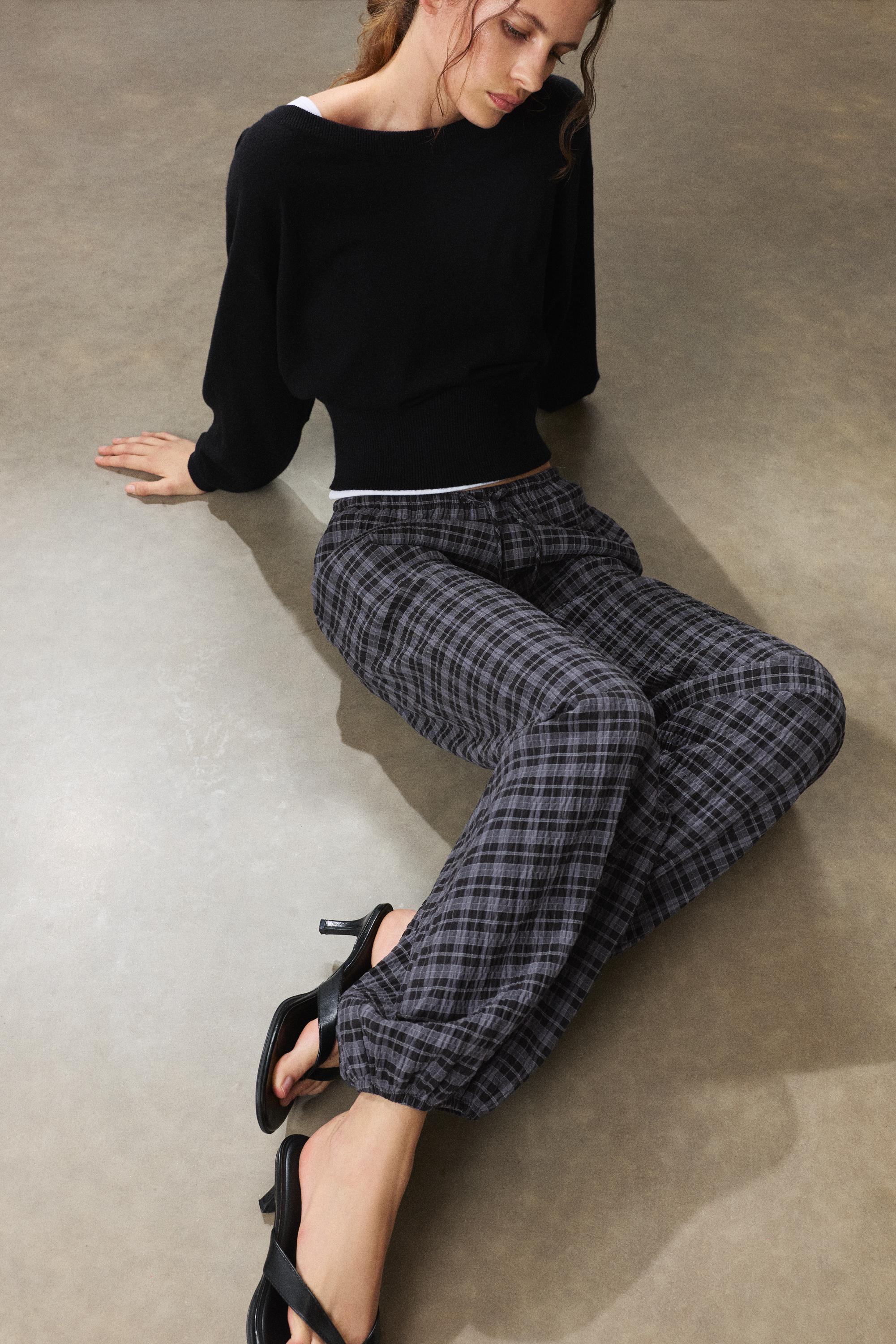 Check sarouel trousers — Anthracite grey