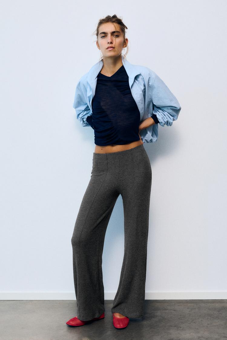 Soft touch wide-leg trousers — Dark grey
